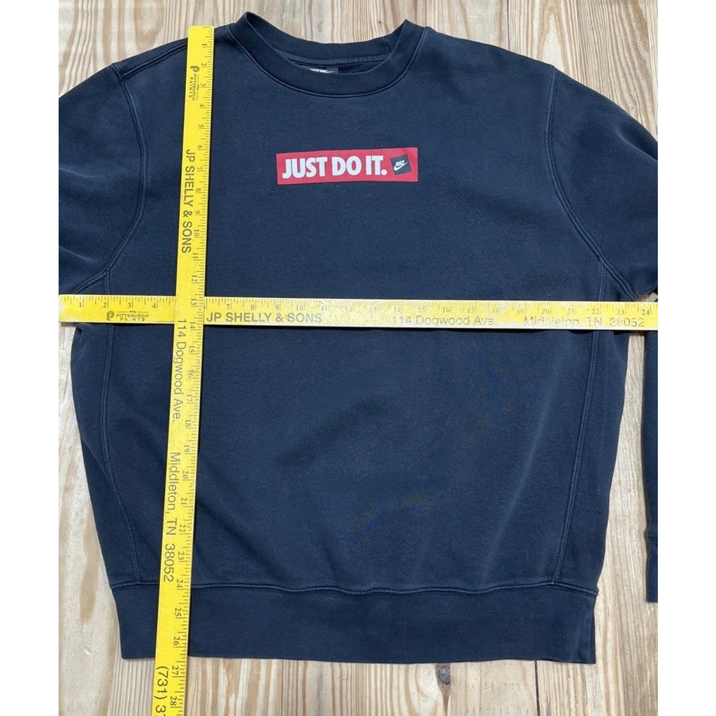 Nike Just Do It Box Logo Crew Neck Sweatshirt Adult M, Black Swoosh Athletic
