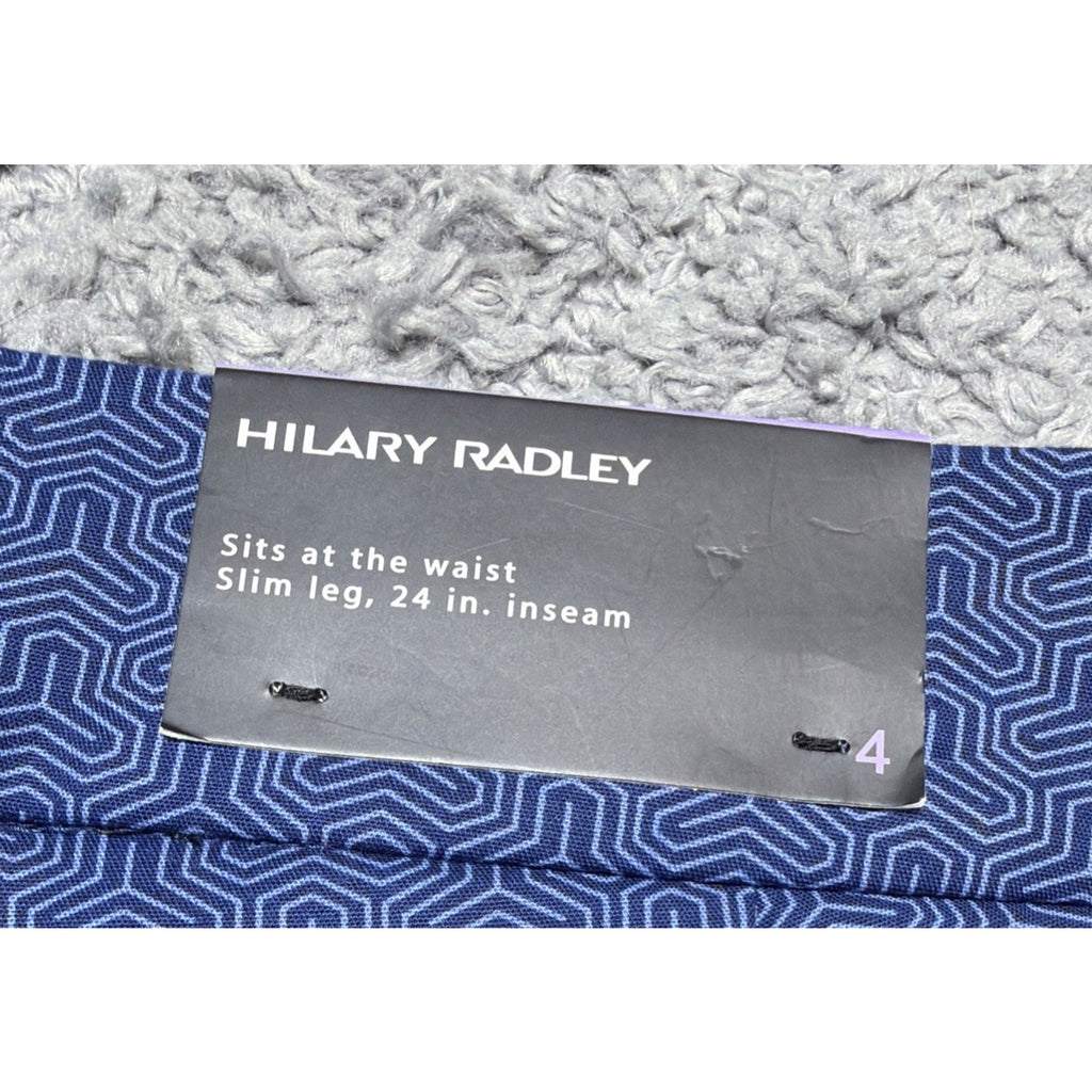 Hilary Radley New Women’s 4 Blue Geometric Print Slim Leg Cropped Pants Stretch