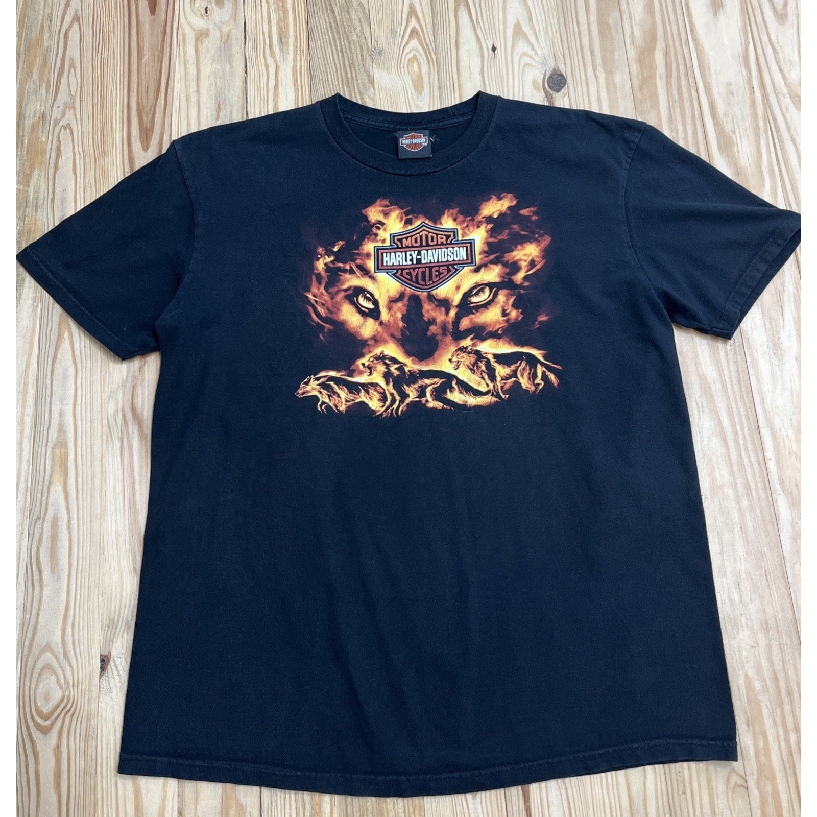 Vintage Harley Davidson Fiery Wolves Graphic T Shirt Size XL
