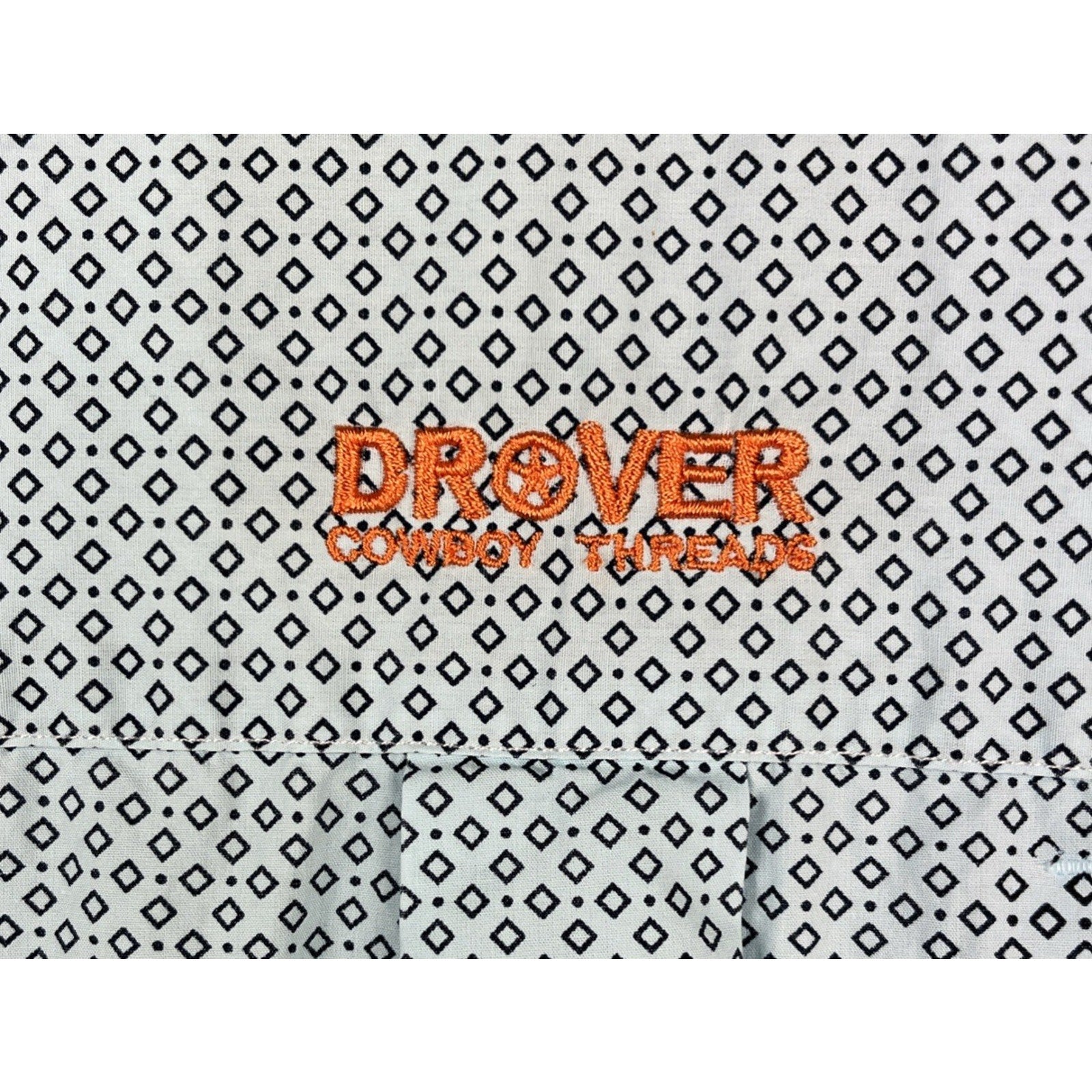 Mens Drover Cowboy Threads Size Medium Blue White Checkered Long Sleeve Button