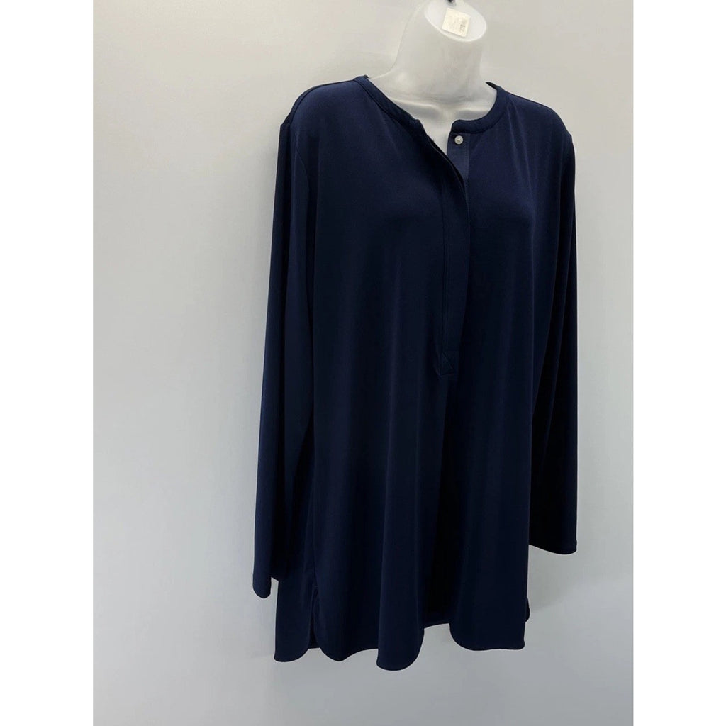 Lauren Ralph Lauren Long Sleeve Navy Stretch Tunic Top Size 1X