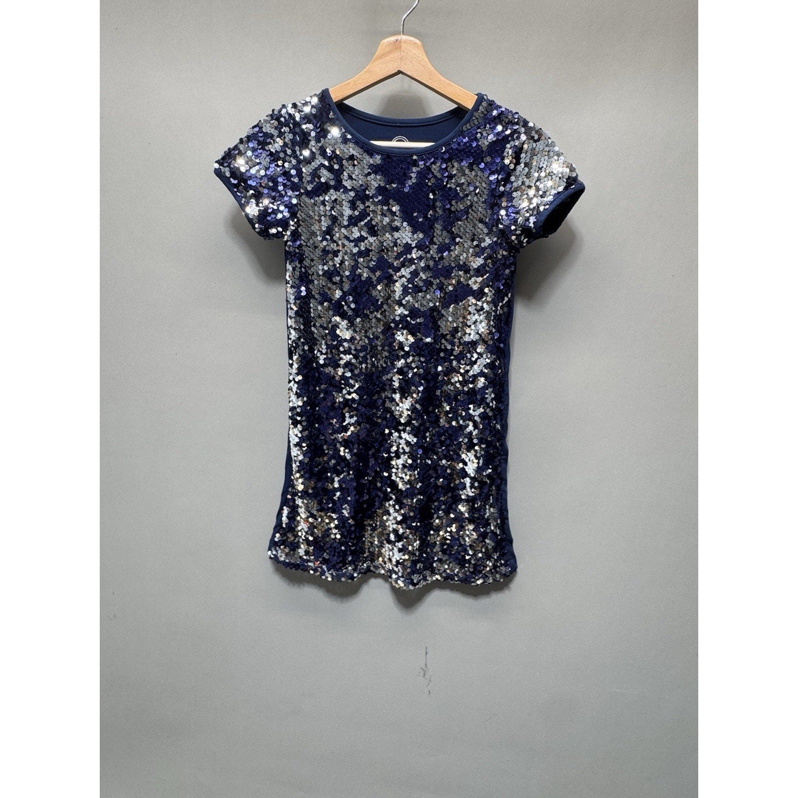 Sequined Dress Navy Blue Wonder Nation Girls Large (10/12)