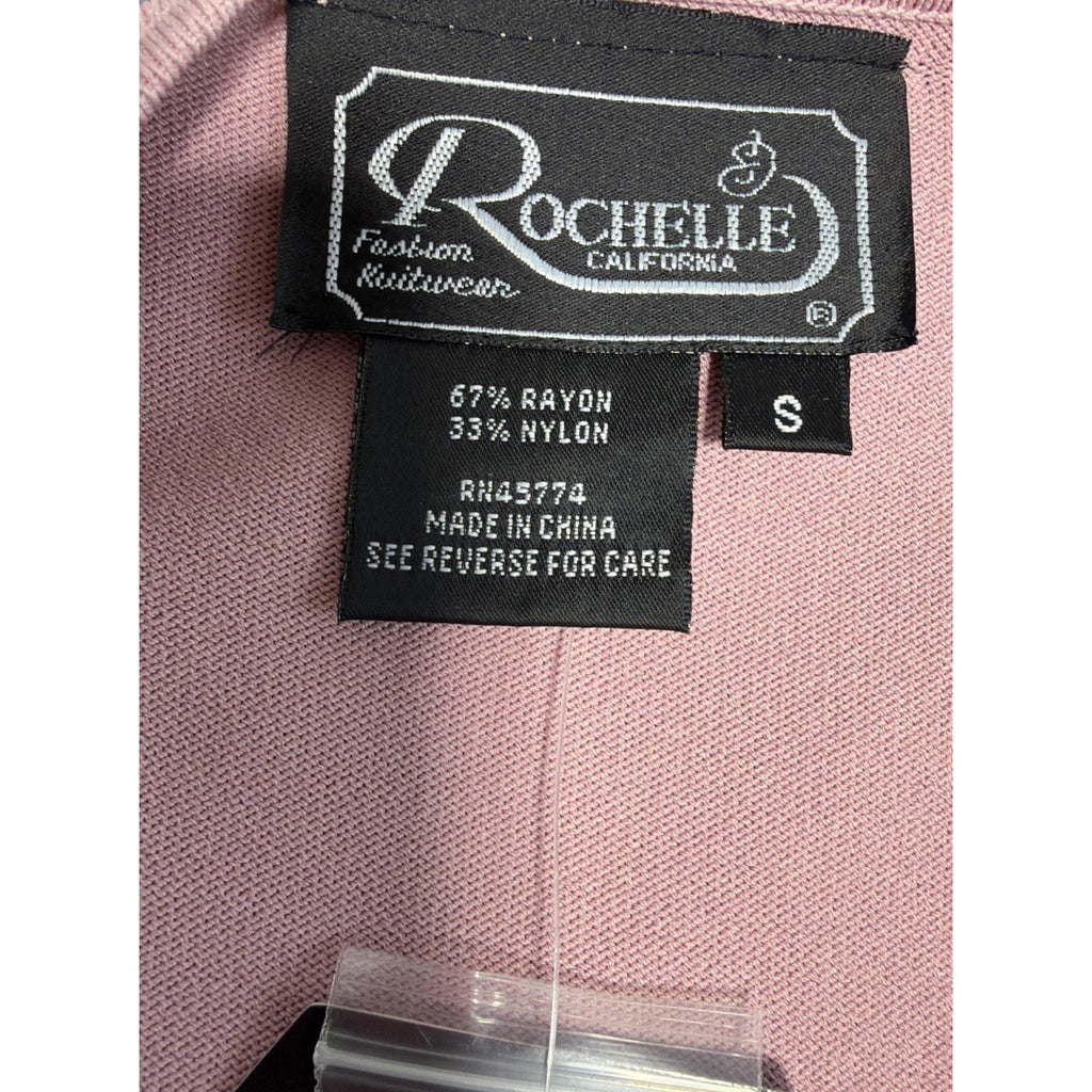 Vtg Rochelle Top Womens S Pink Floral Embroidered Embellished Long Sleeve New