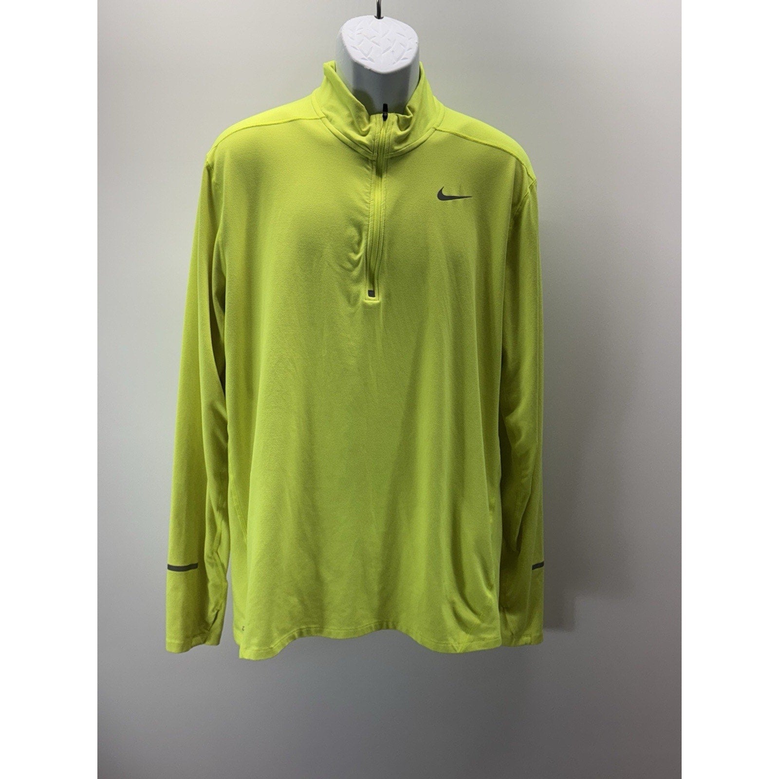 Nike Running 1/4 Zip Jacket Sweatshirt Dri Fit Neon Athletic Mens Sz XL Stains