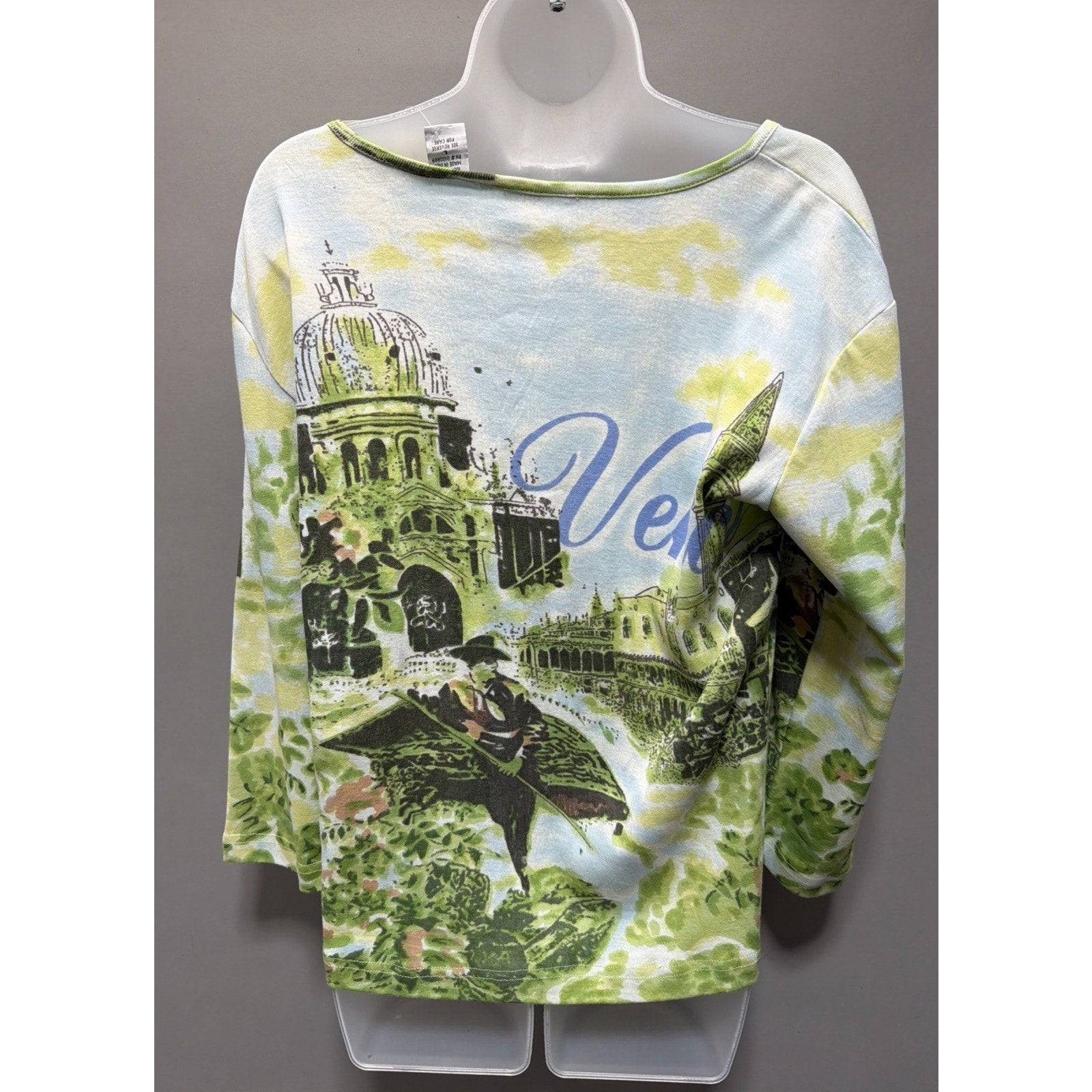 Vintage Keren Hart Womens Blouse Top L Multicolor Venice City Art New