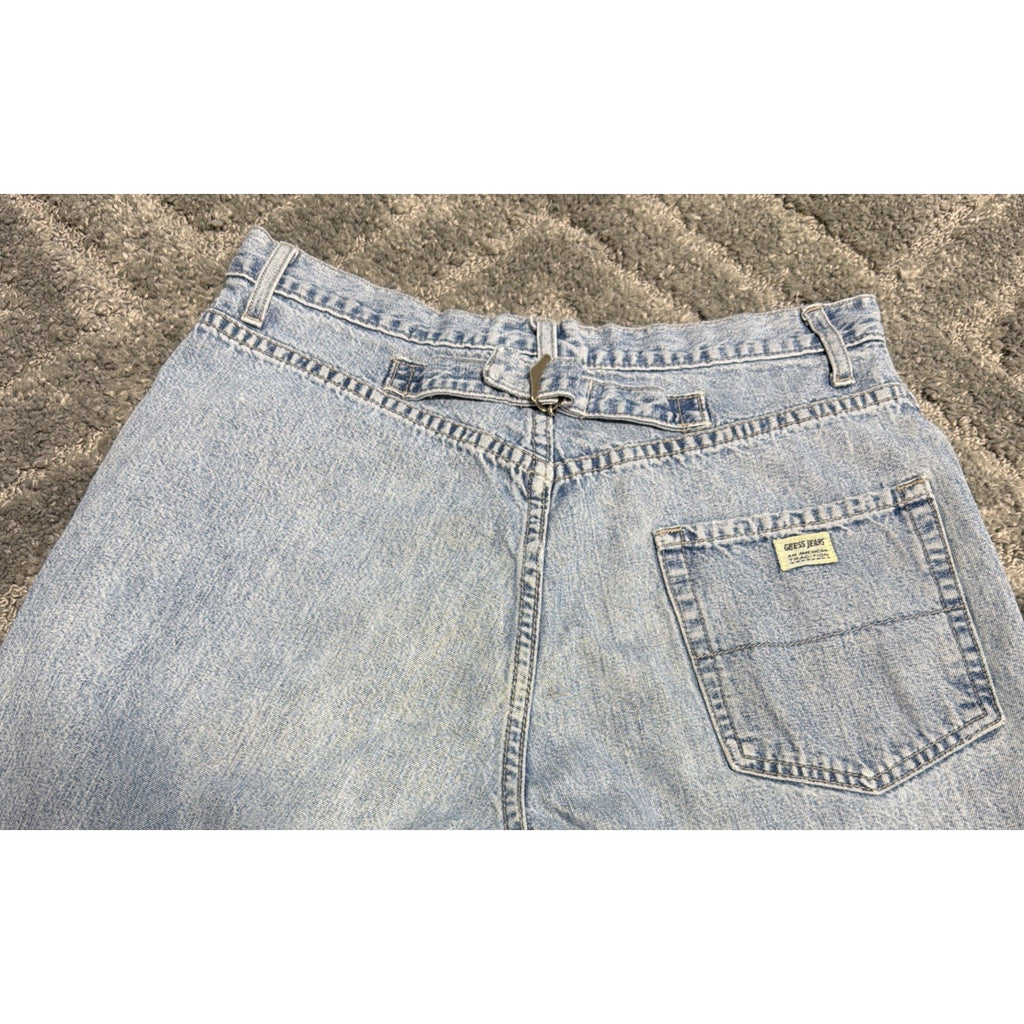 VINTAGE GUESS HIGH RISE BAGGY BUTTON FLY JEANS WOMEN 31 Made USA Measure 29x31