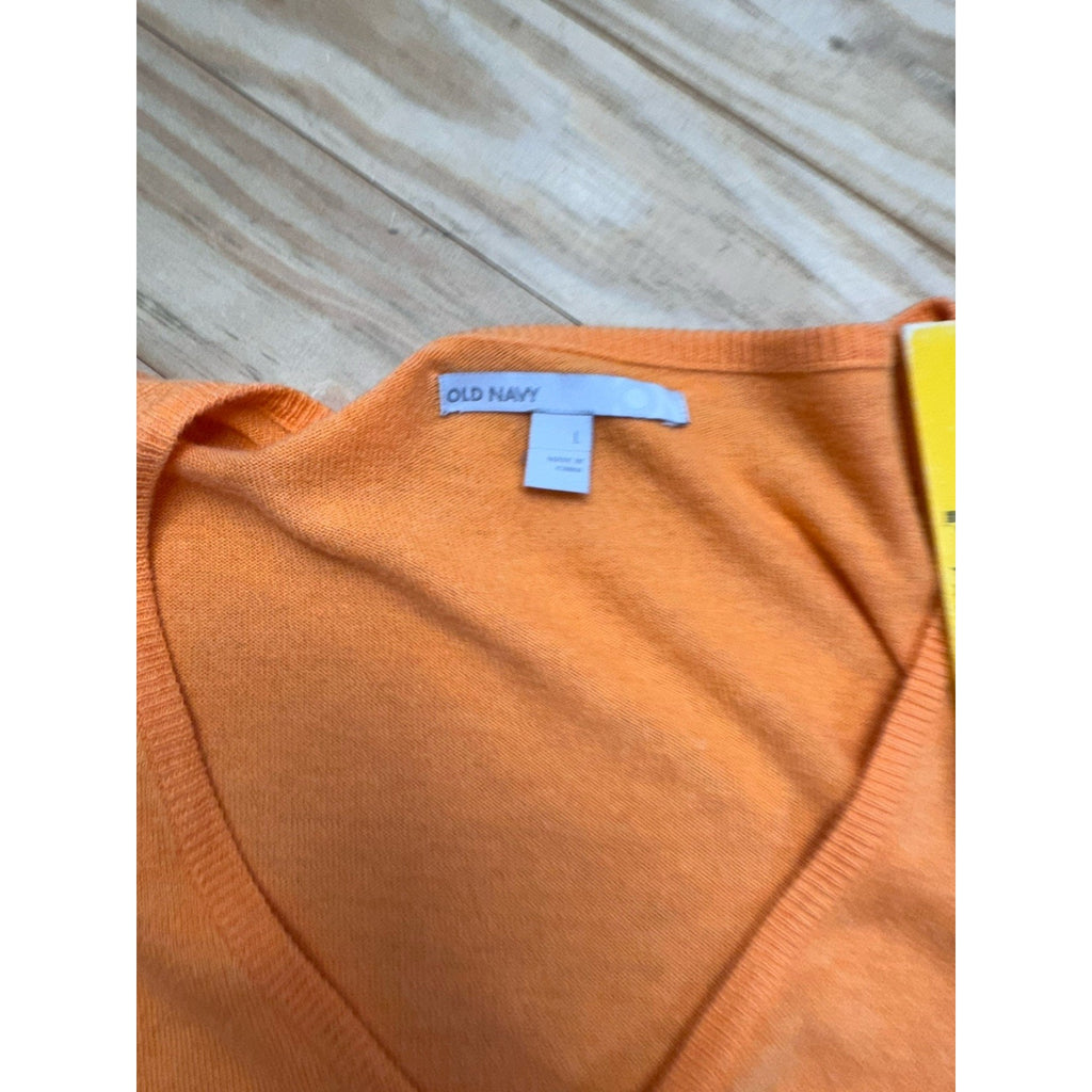 Old Navy Sweater Women’s Large Orange Long Sleeve V-Neck Lightweight