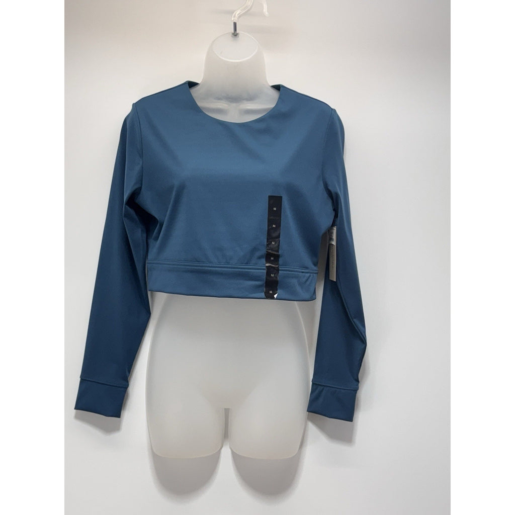 NWT Banana Republic Women's Teal Blue Cropped Long Sleeve Compression Top Size M