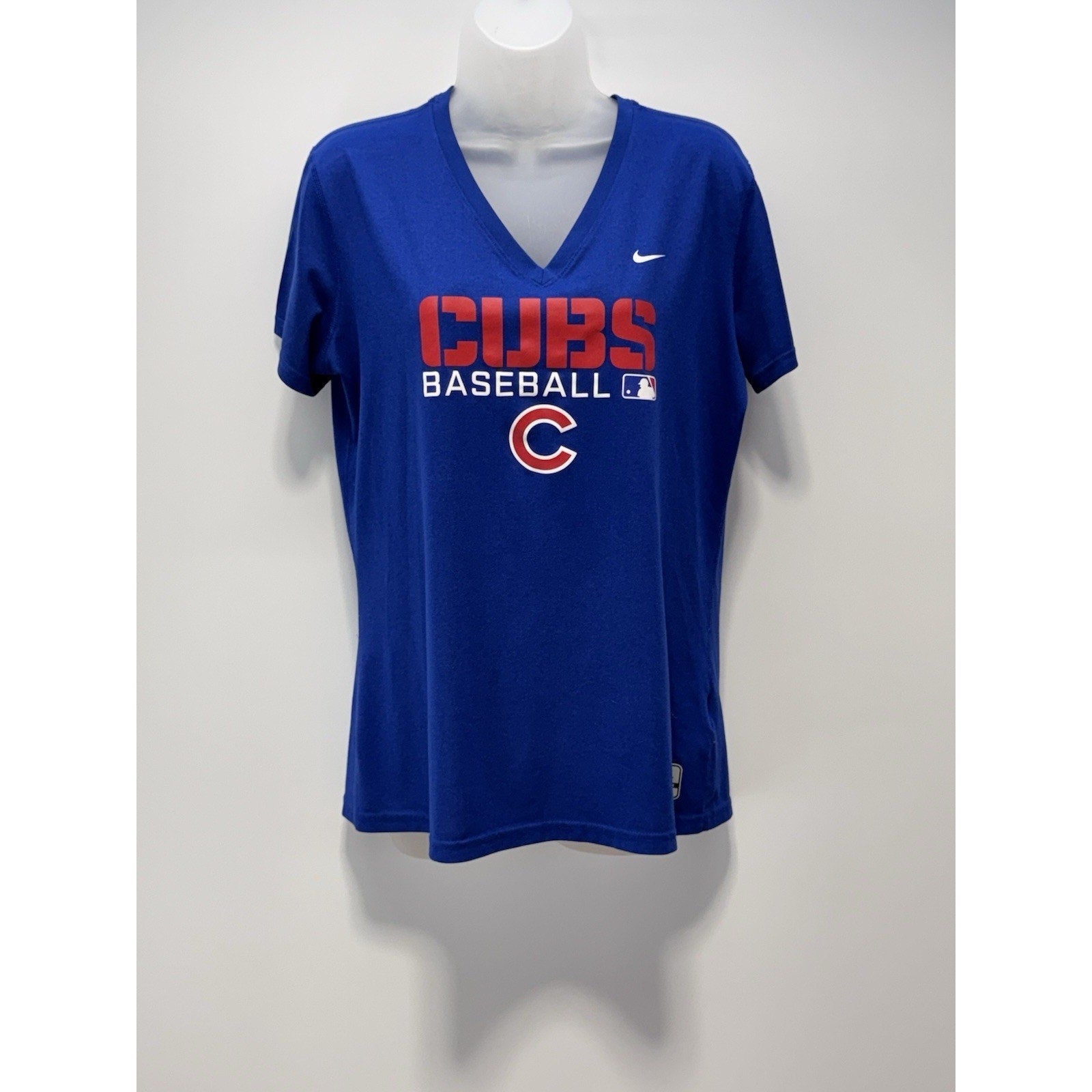 Nike Chicago Cubs Women's V-Neck Dry-Fit Blue T-shirts Size L