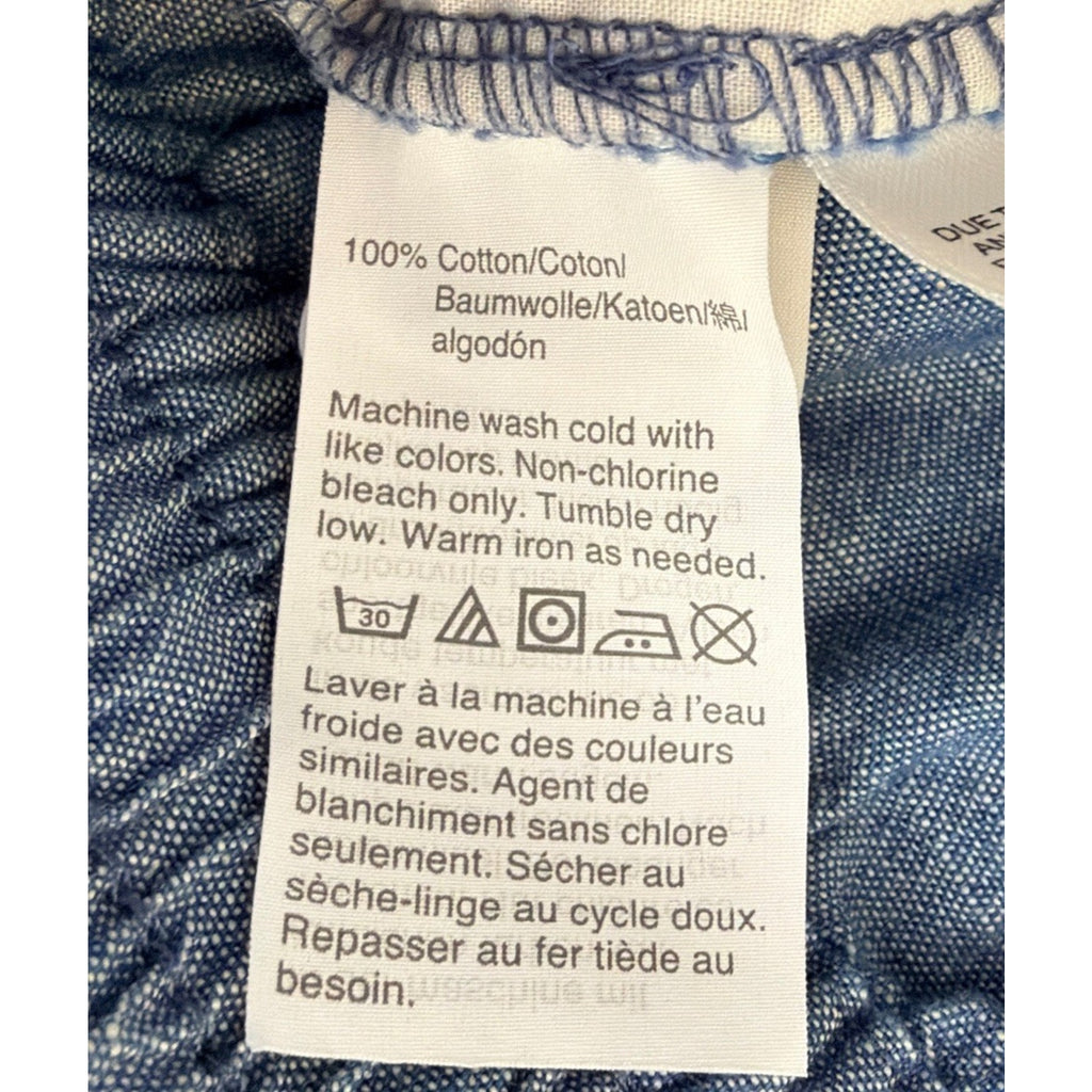 J Crew Cotton Pants Womens M Blue Chambray Drawstring Pull On Casual Cropped