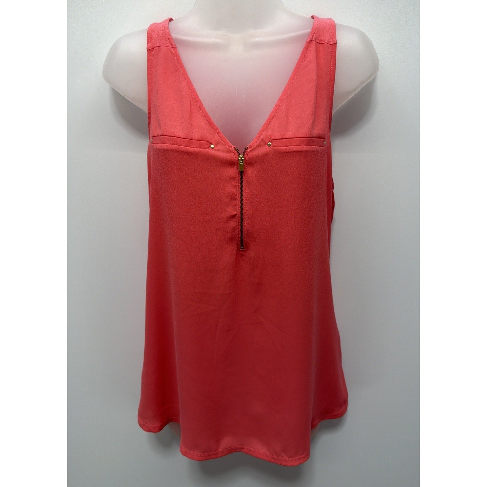 Express Women’s Blouse Top Shirt Sleeveless Pink Front Zip Size M