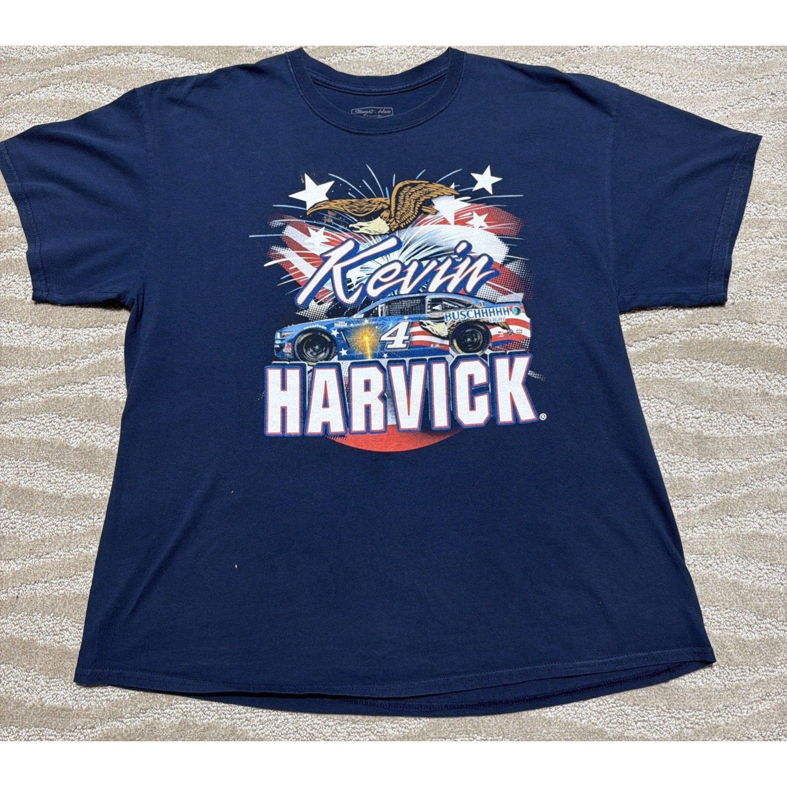 KEVIN HARVICK Home Of The Brave Shirt Mens XL Blue #4 NASCAR Stewart Haas Racing