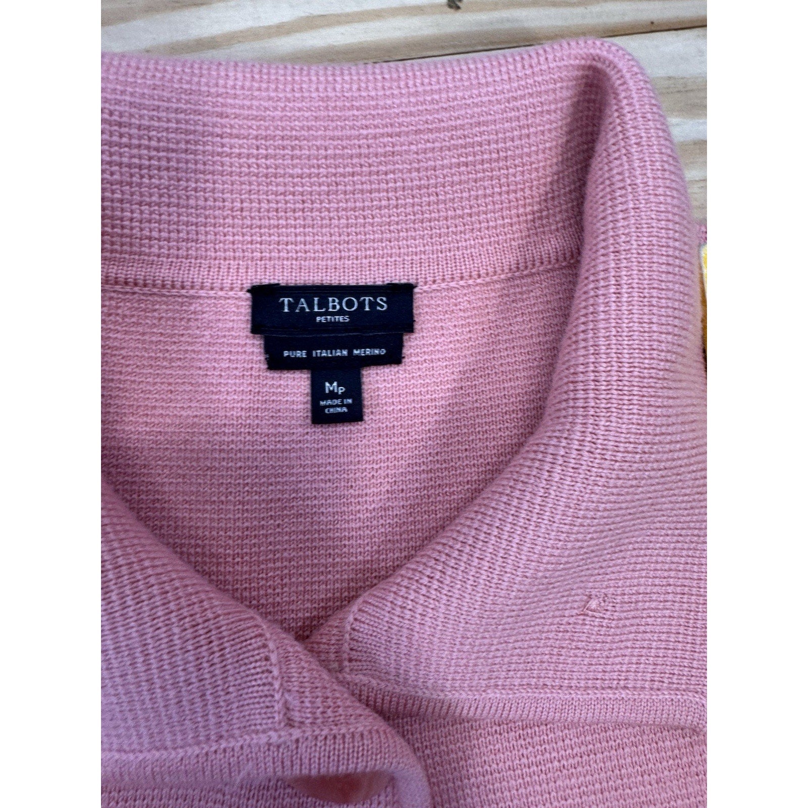 Talbots Sweater Jacket Orange Italian Merino Wool Women’s PM Button Up Coat