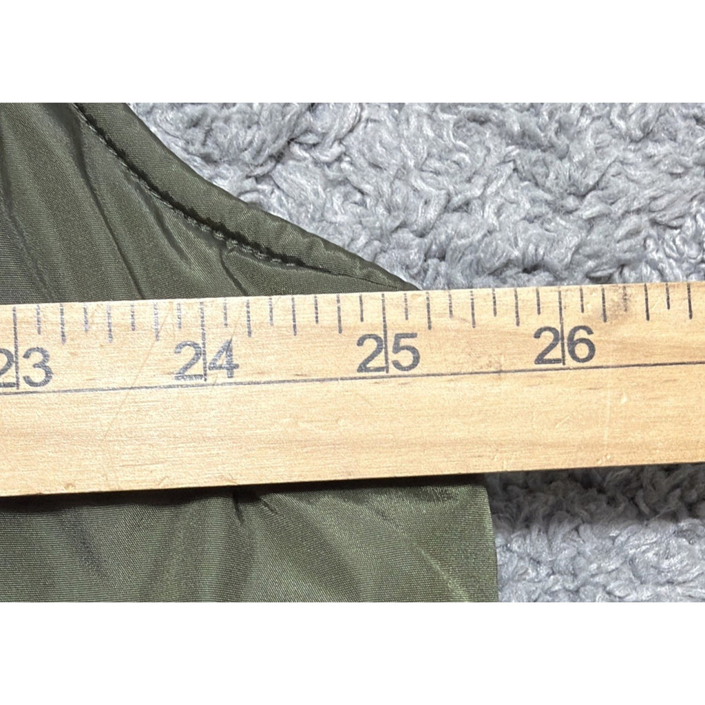 Old Navy Nylon Vest Mens Size XL Fleece Lined Green Cord Lock Waist Full Zip