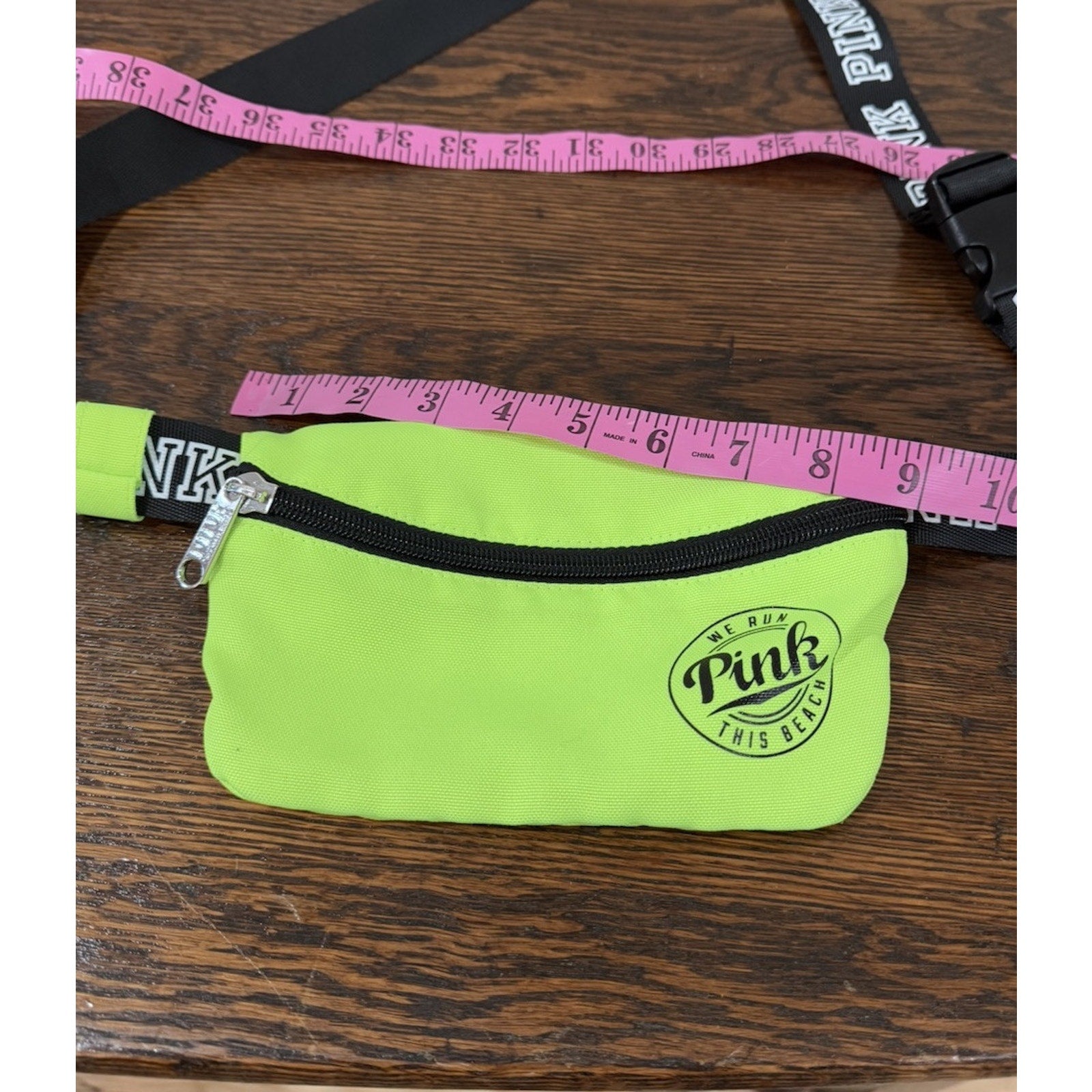 Victoria’s Secret Pink Fanny Pack/Crossbody Lime Green “We Run This Beach”