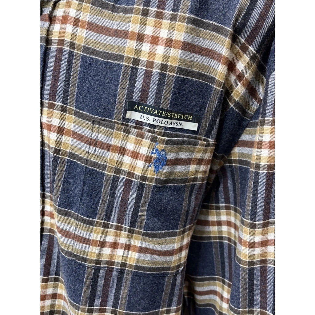 U.S. Polo Assn. Men's Shirt Flannel stretch plaid button collared NWT 2XLB