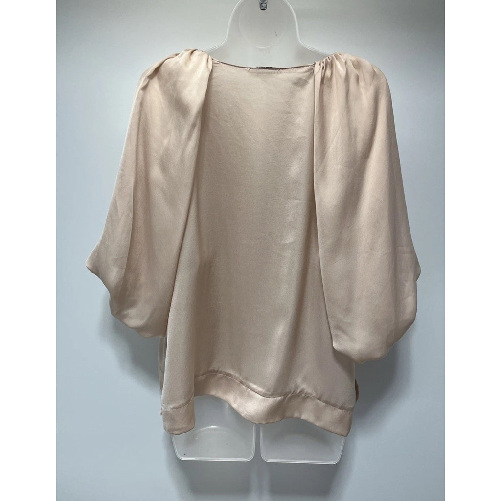Women’s Umgee Sandstorm Satin Short Sleeve Lined Balloon Sleeve Blouse, Medium