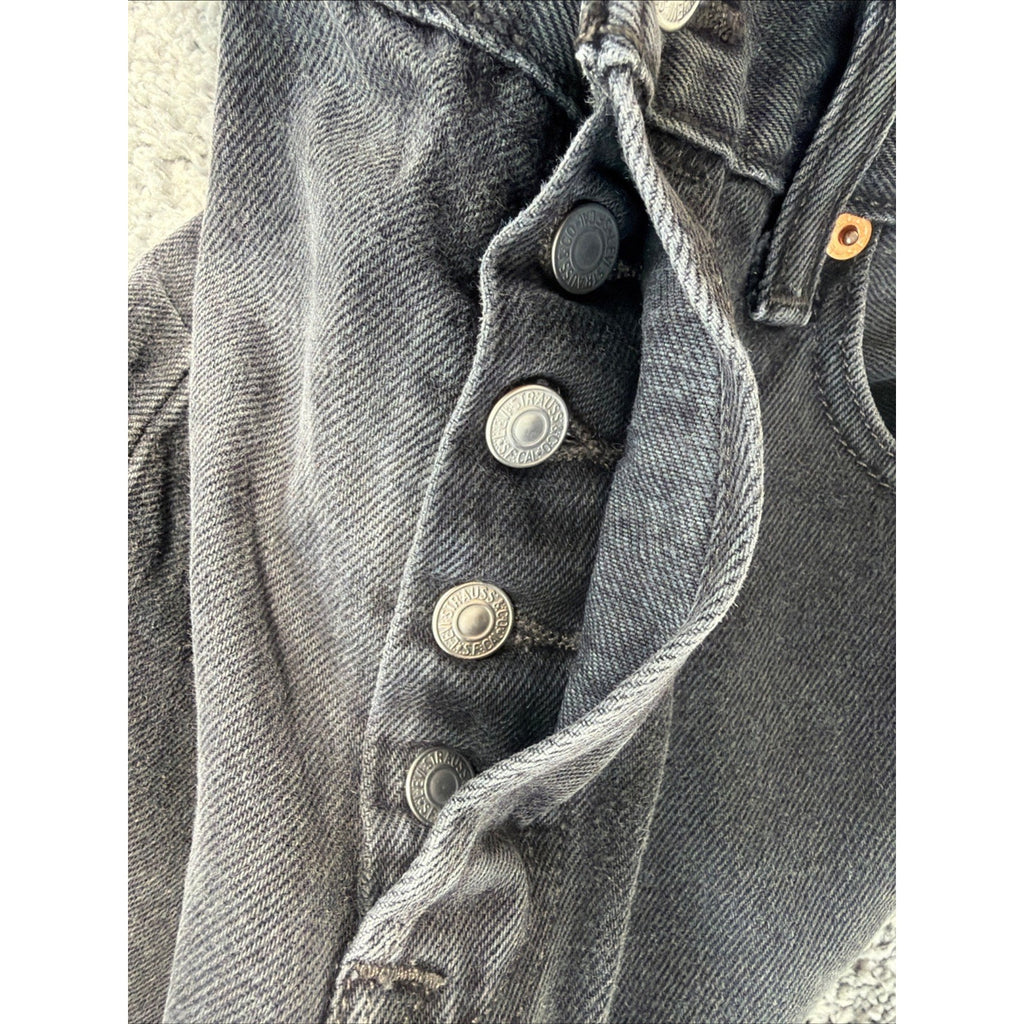 Levis 501 Jeans Men 32x32 Black Denim Button Fly Straight Leg Faded Goth Grunge