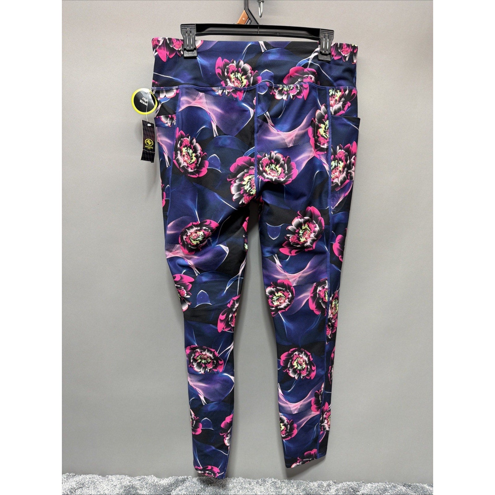 Womens Athletic Works multicolor Floral yoga pants, Size XL, New , AQ0393