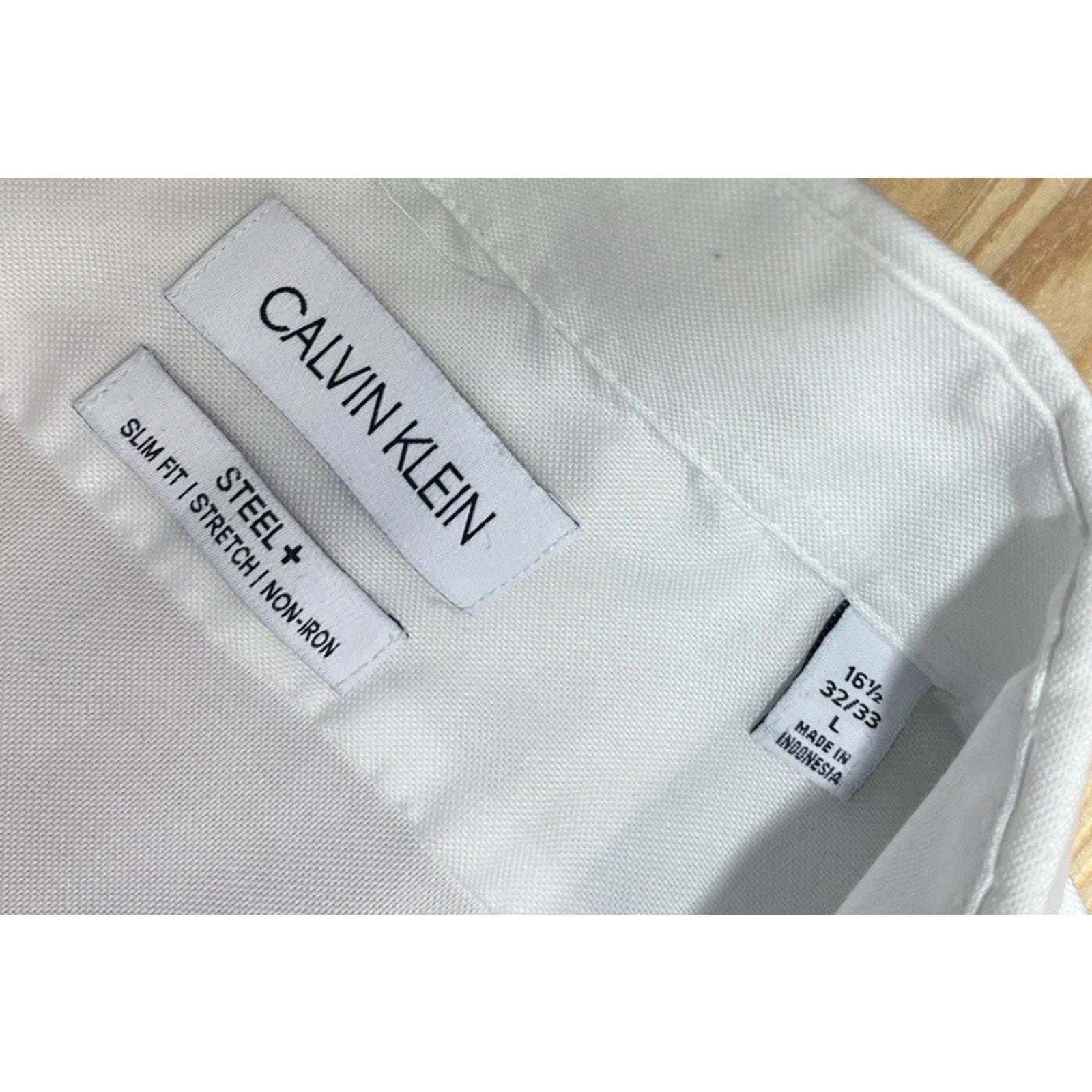 Calvin Klein Steel Non Iron Slim Fit Button Up Dress Shirt Size Large