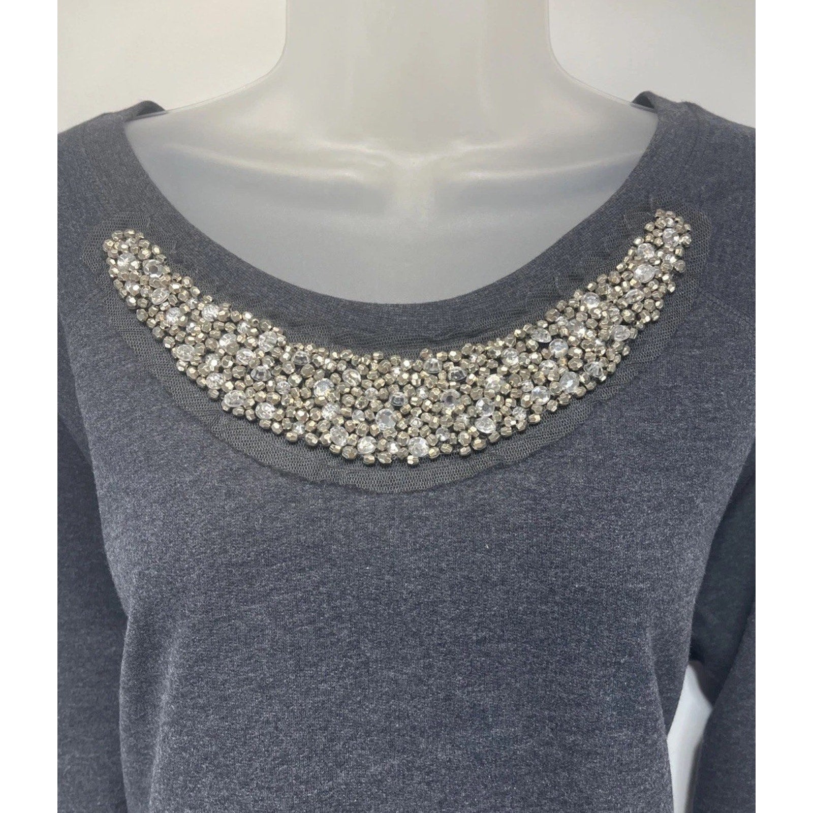 Old Navy Size XL Gray Beaded Long Sleeve Sweater Women’s