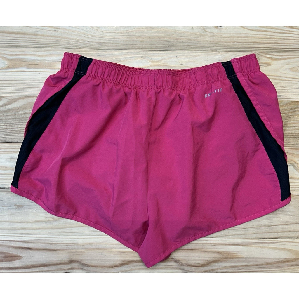 Nike Women's Size Sm Athletic Shorts Dri Fit Gym Run Hot Pink & Black W/Liner.