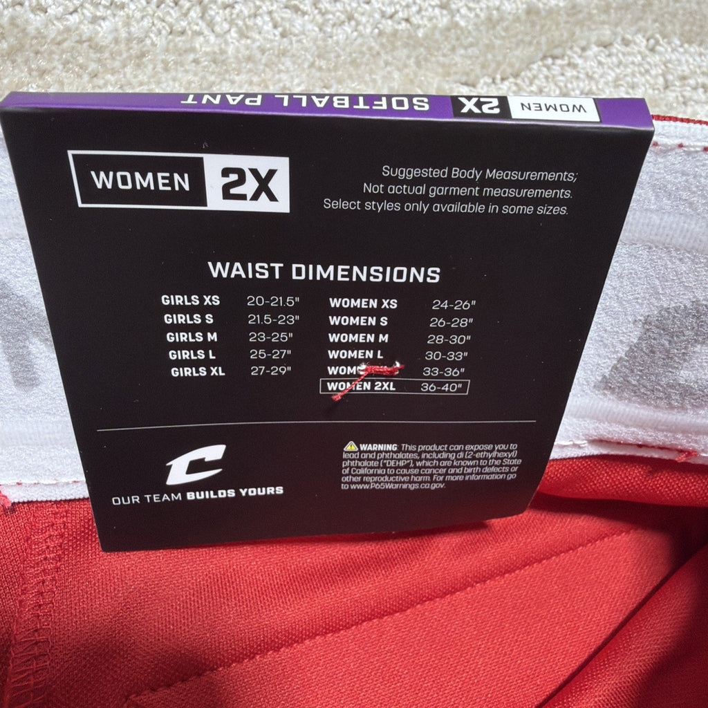Champro BP11 Women’s Softball Pants 2XL Red Elastic Bottom Fastpitch NWT