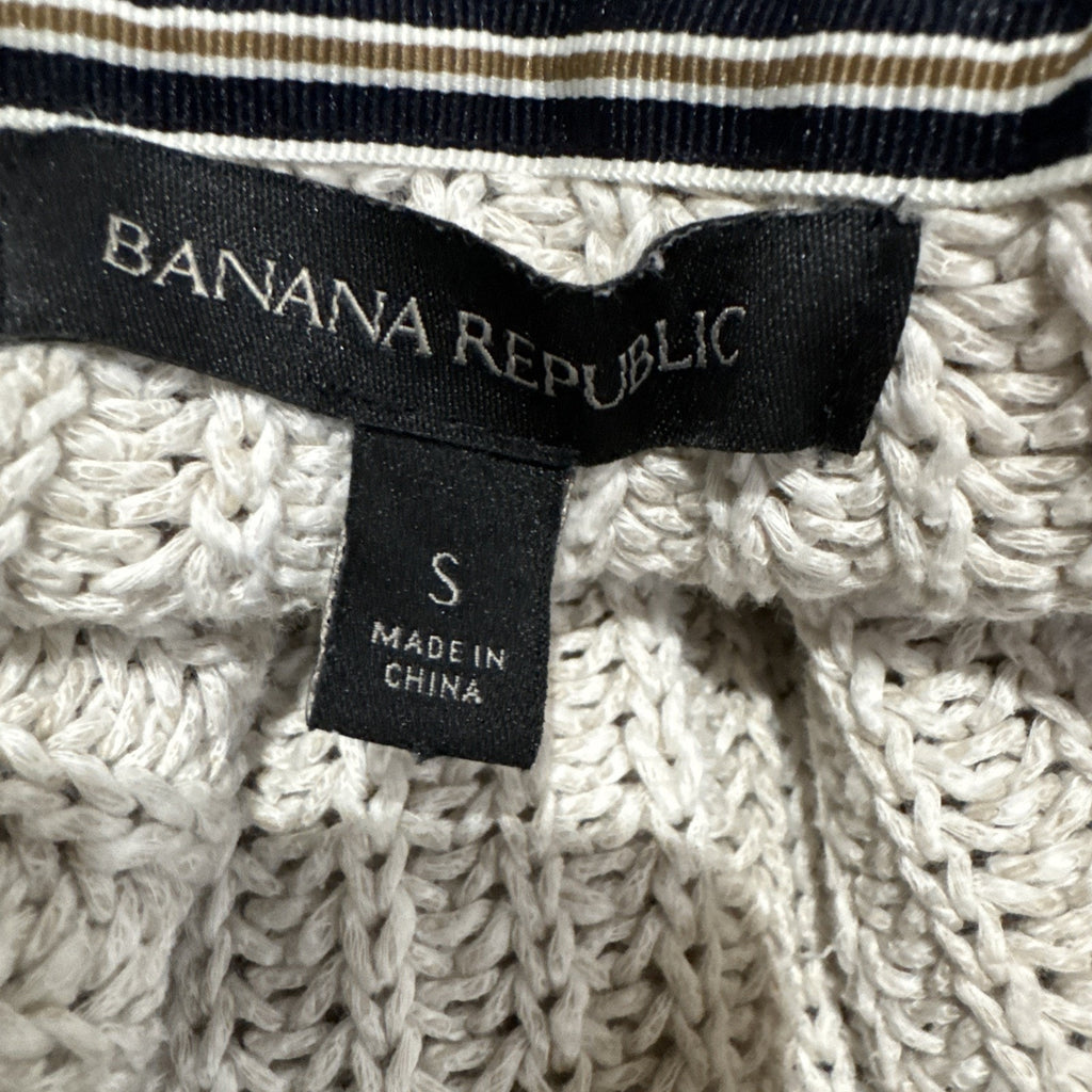 BANANA REPUBLIC Shawl Collar CARDIGAN Ivory Cable Knit Cotton Linen Men’s Size S