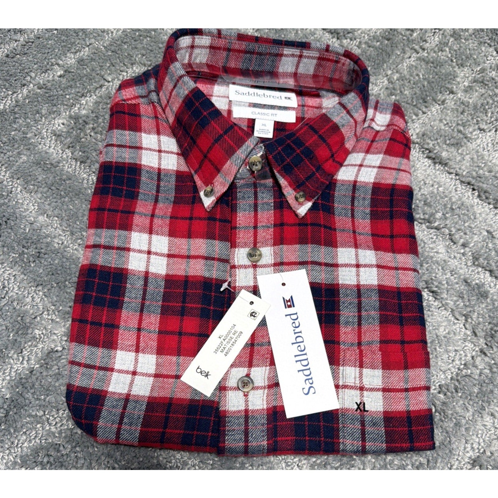 Saddlebred Shirt Mens XL Plaid Long Sleeve Classic Fit Cabin Core Preppy