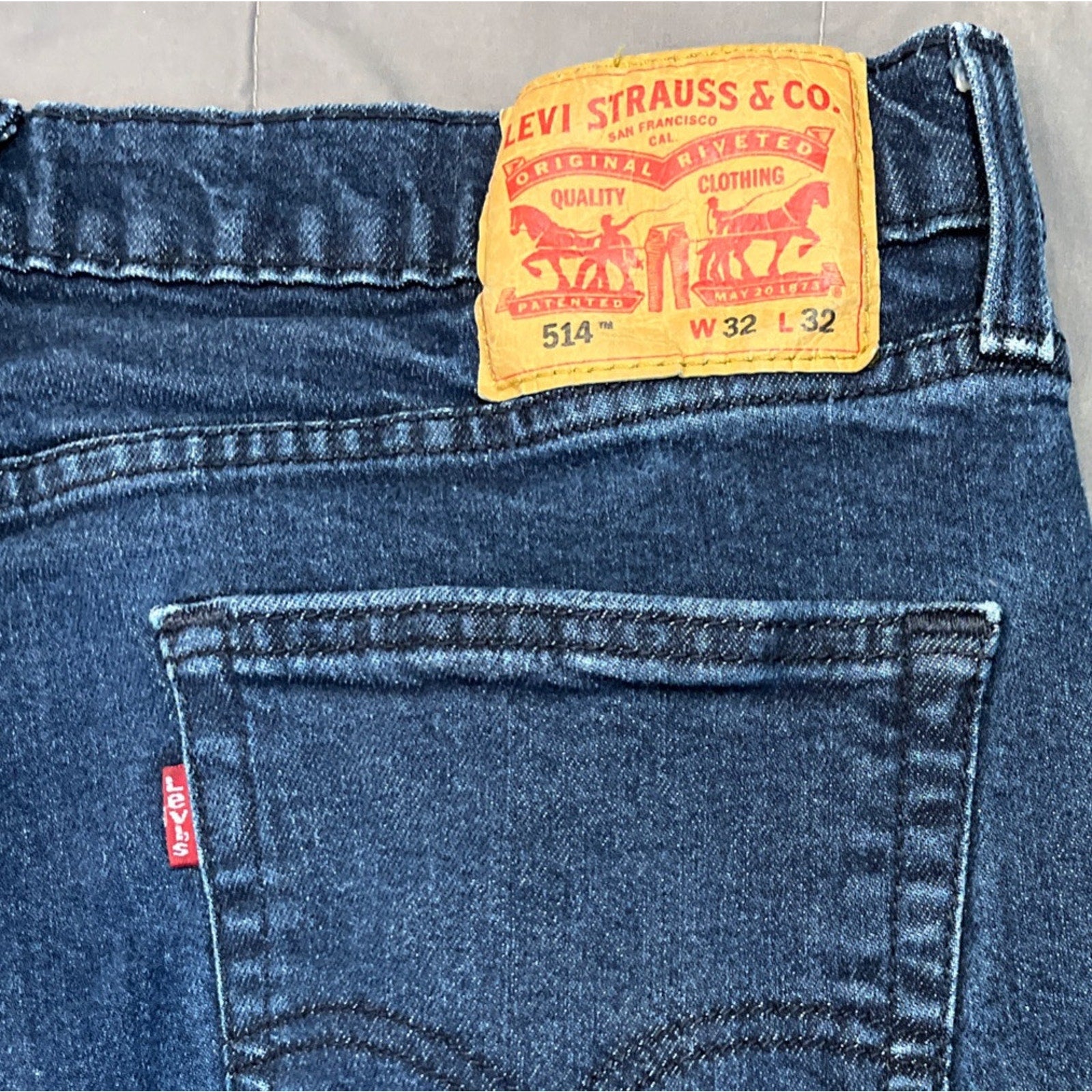 Levi's Men's 514 1389 Dark Blue Straight Fit Leg Stretch Denim Jeans Size 32x32