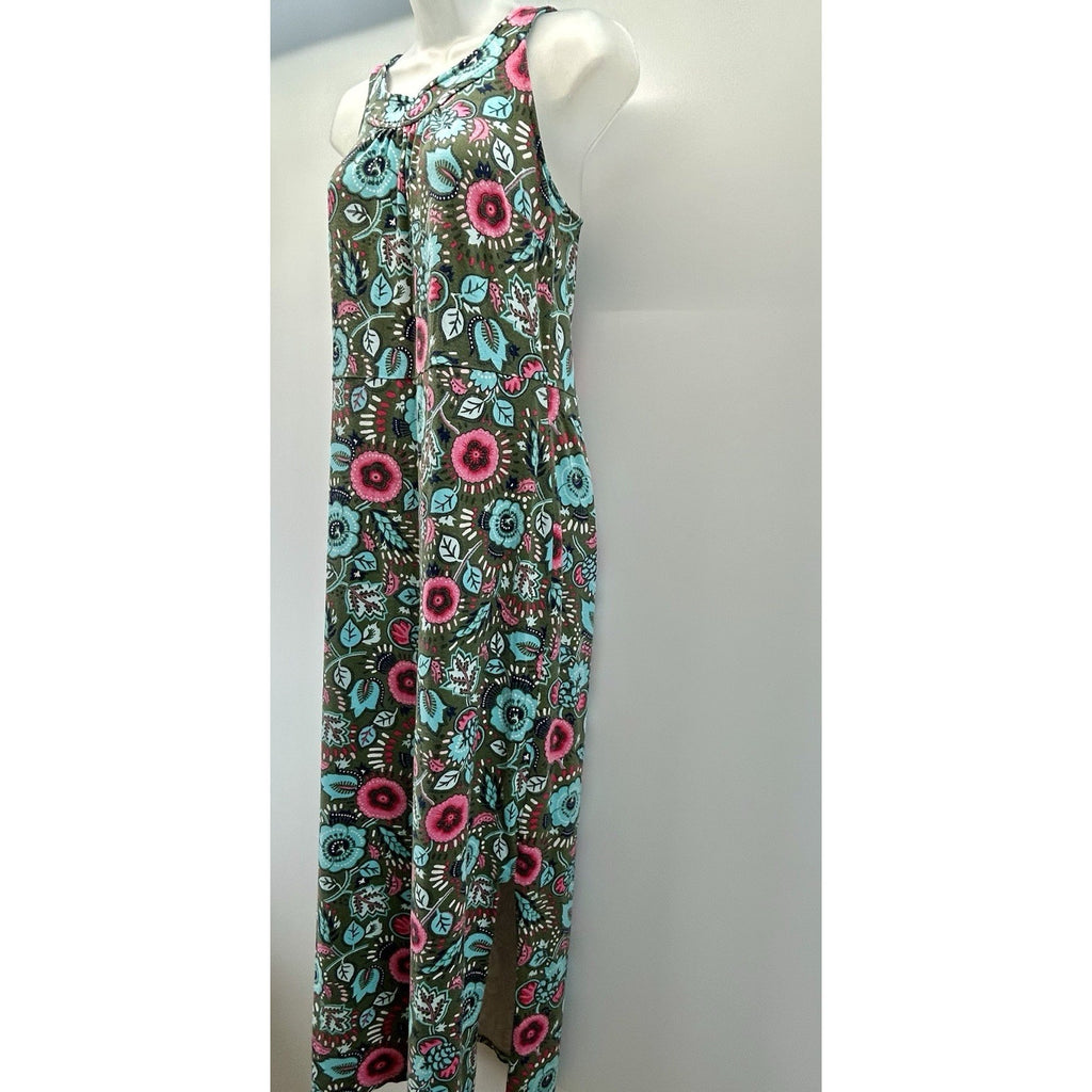 Talbots Womens Sleeveless Floral Maxi Dress Cotton Blend Size Small Stretch.