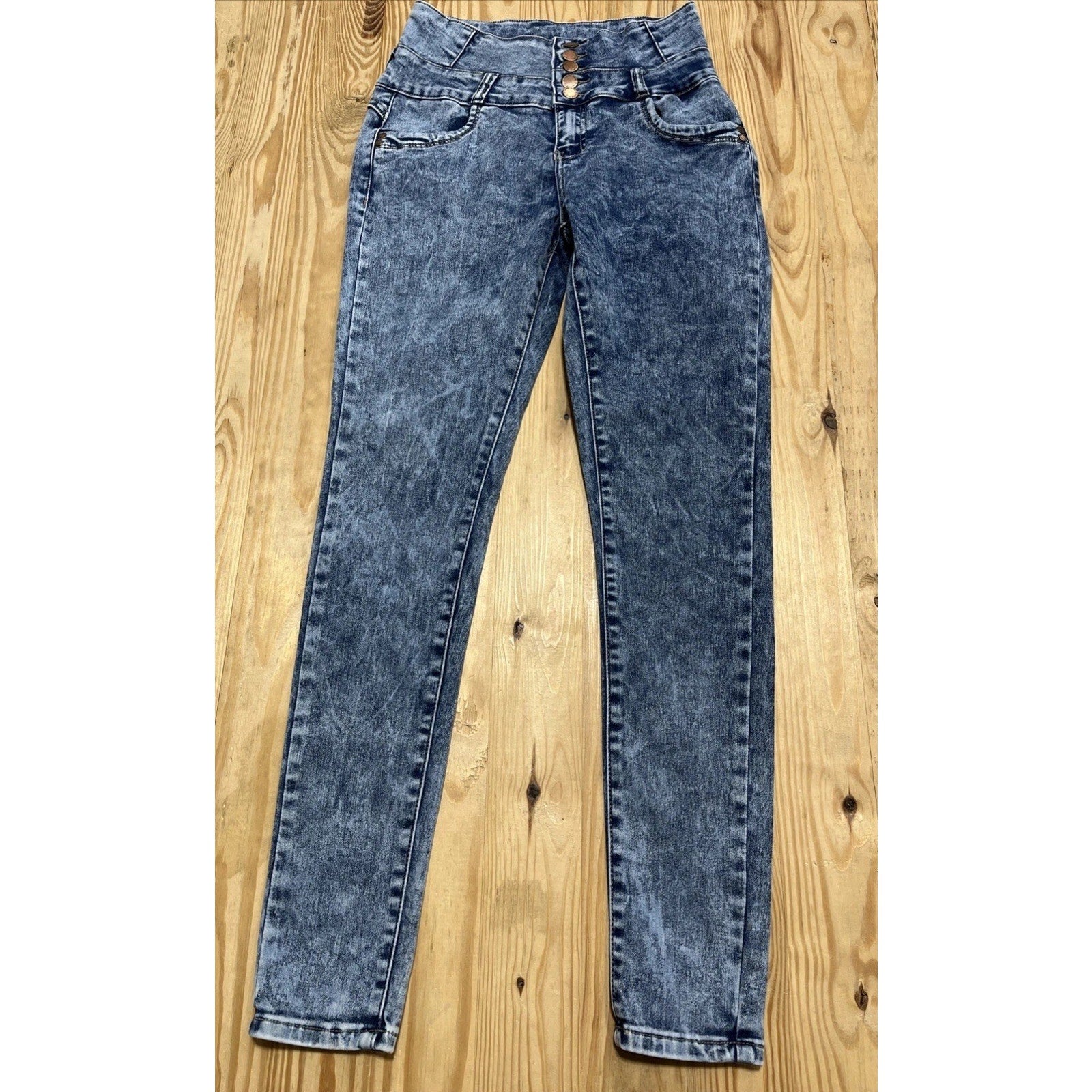 Love You Blue Acid Wash Jeans Size 7/8 Pockets Stretch 27x30