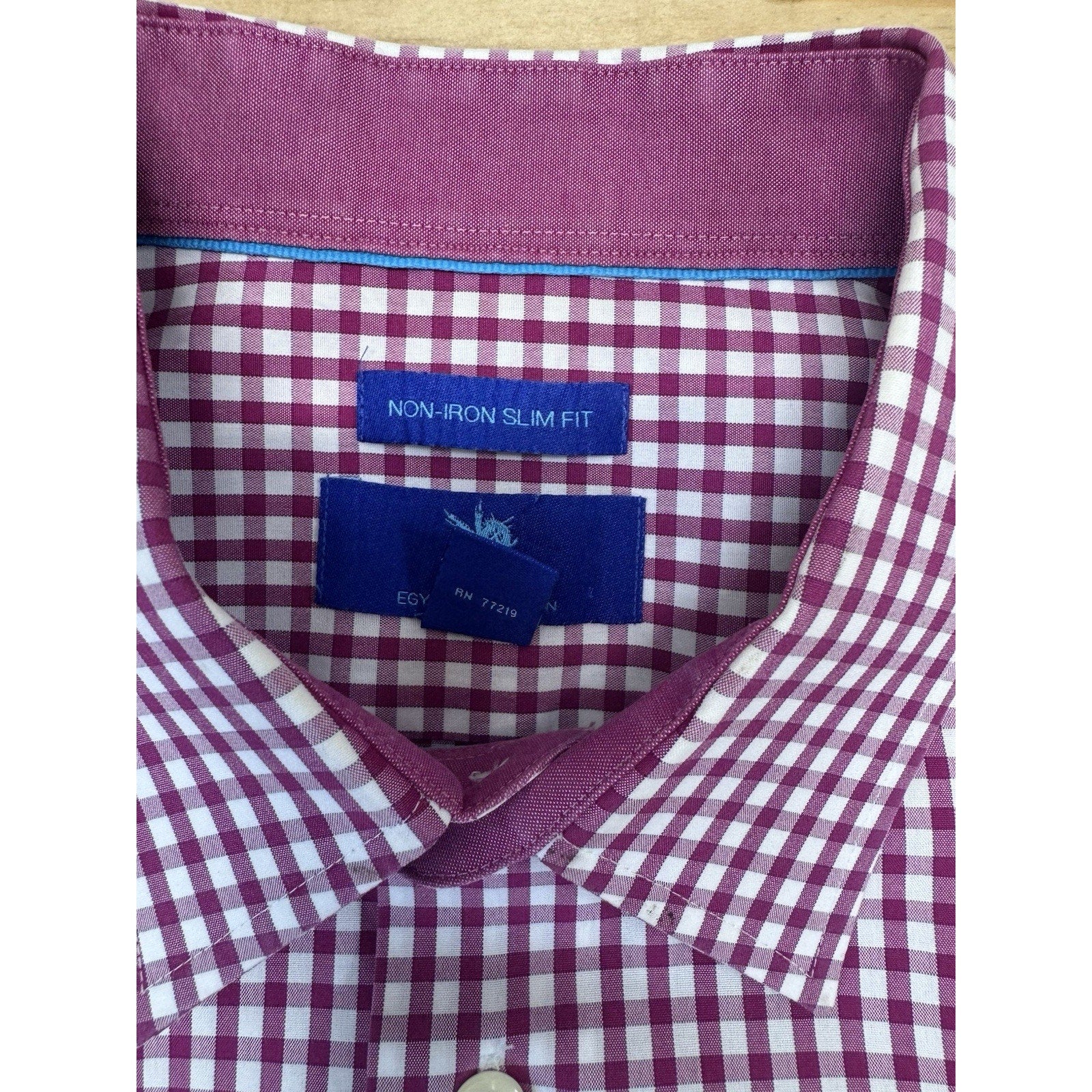 Egara Men Size 16 1/2-34/35 Check Non- Iron Slim Fit Cuffs Long Sleeve Shirt