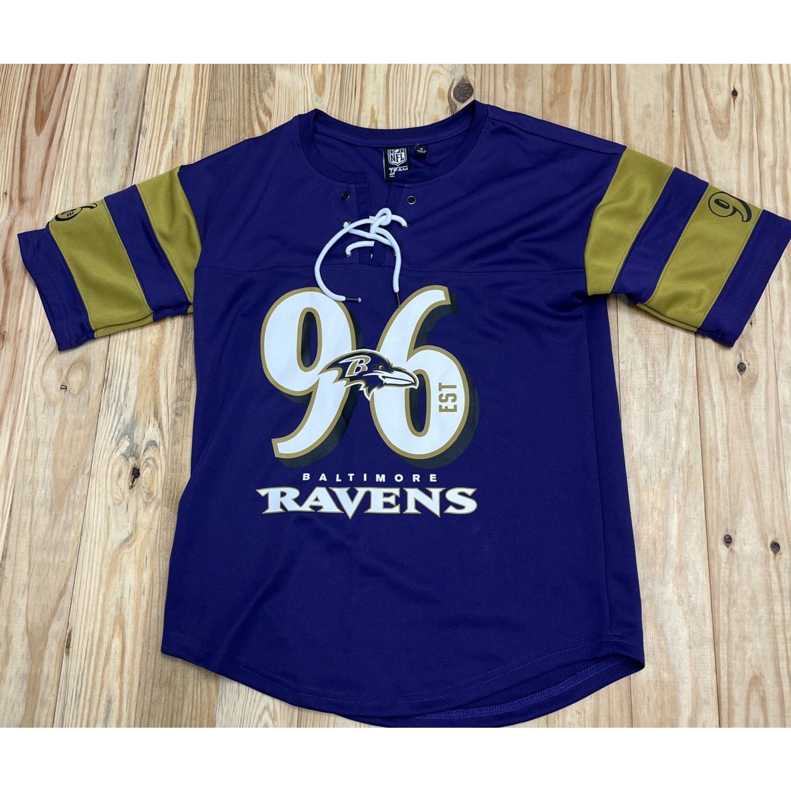 Baltimore Ravens NFL Teal Apparel Henley Short Sleeve Jersey Size Small