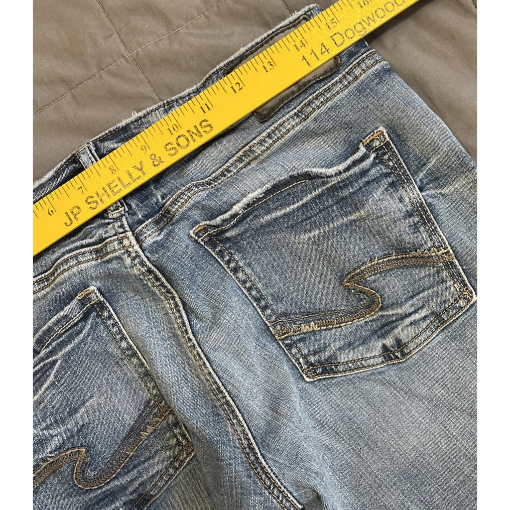 Silver Jeans Sam Raw Hem Cropped Medium Wash Fading Size 29x25