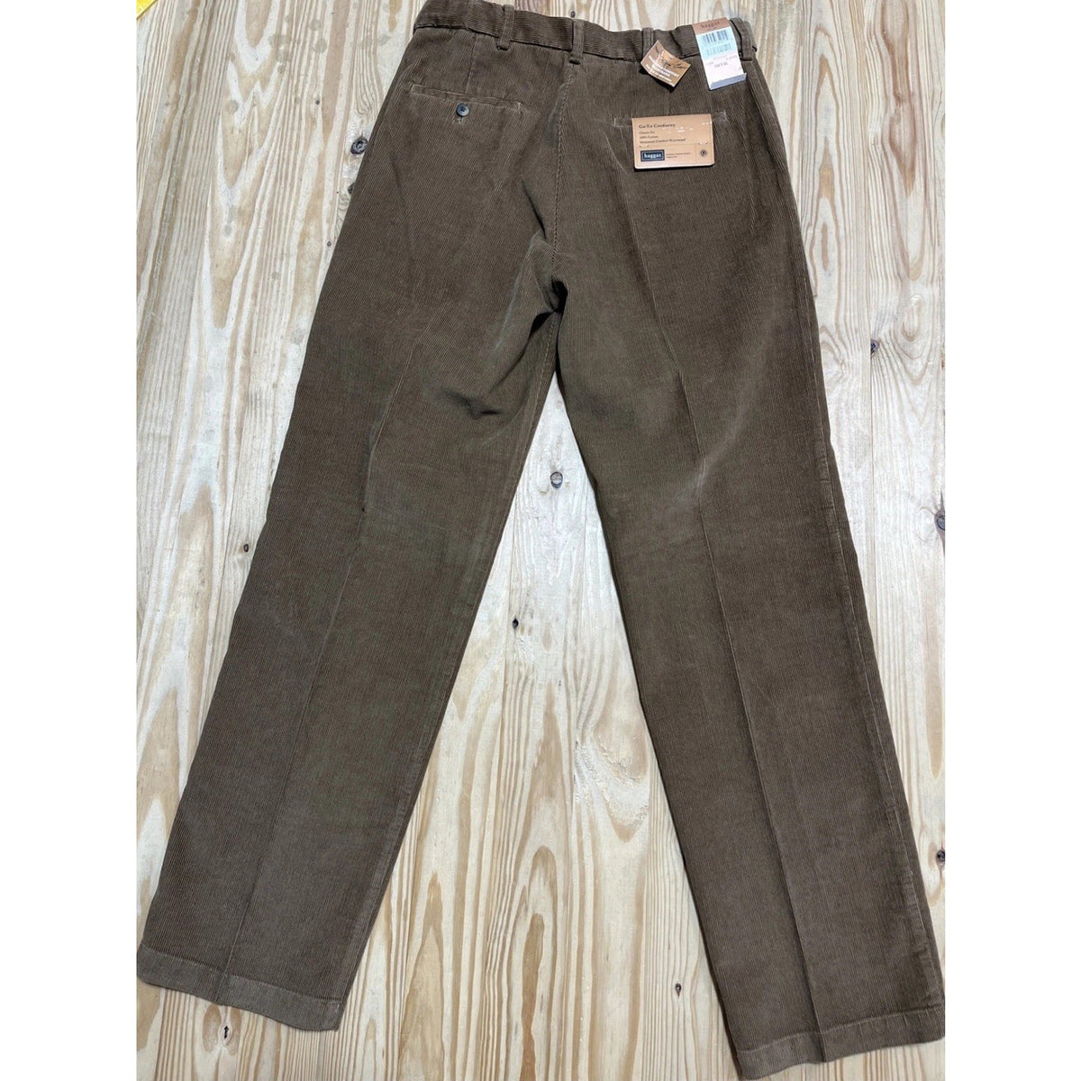 NWT Mens Haggar Khaki Brown Comfort Waist Go-To-Corduroy Pants Size 34x34