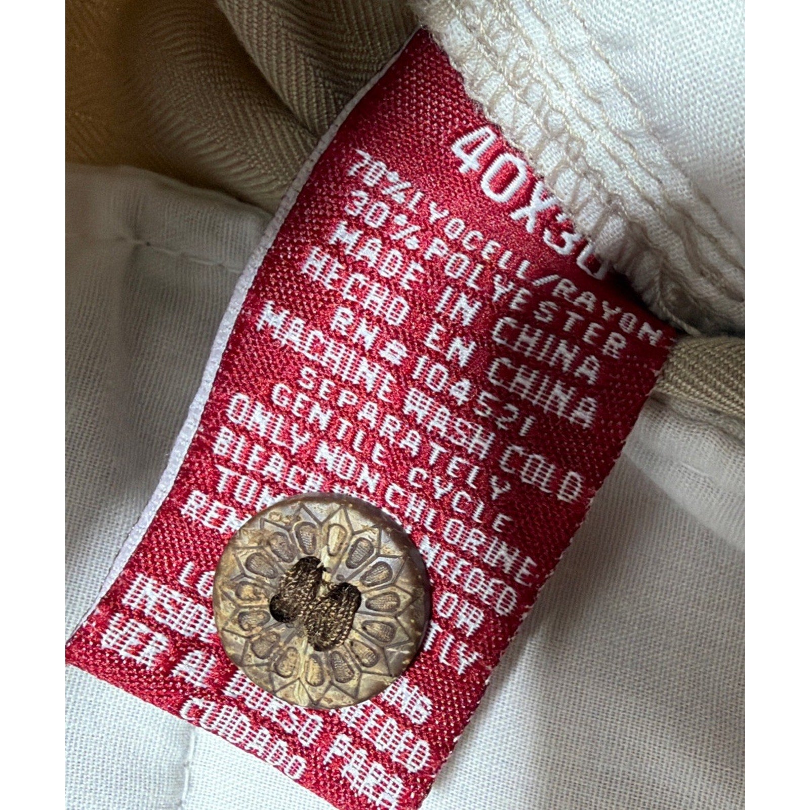 Caribbean Joe Beach Tan Men’s Pleated Bottom Cuffed Dress Pants 40x30 Beige NWT