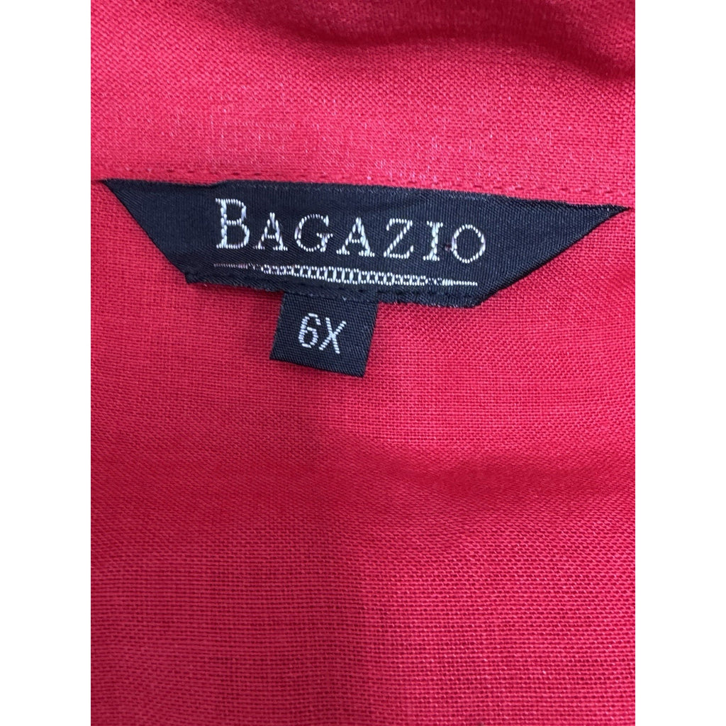 Bagazio 2pc Short Sleeve Red Walking Suit Cotton Ramie Men’s Size 6X