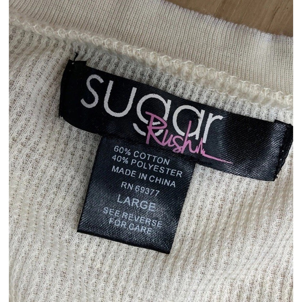 Sugar Rush Velvet Trim Lace Sleeve Ivory Style Longsleeve Shirt size Large