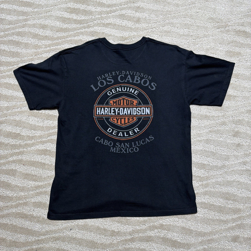 VINTAGE Y2K Harley Davidson XL Pocket T-Shirt Cabo San Lucas Mexico 2006/2007
