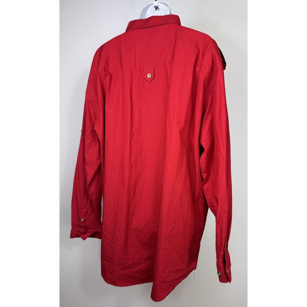 Abalanche Vintage MENS RED BUTTON UP COLLAR SHIRT SIZE 4XL Gold Details