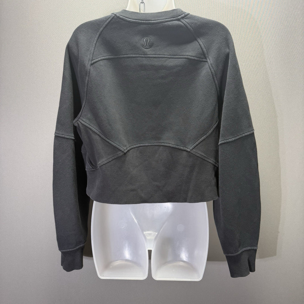 lululemon Black Cropped Scuba Sweatshirt Graphic Raglan Pullover Women’s