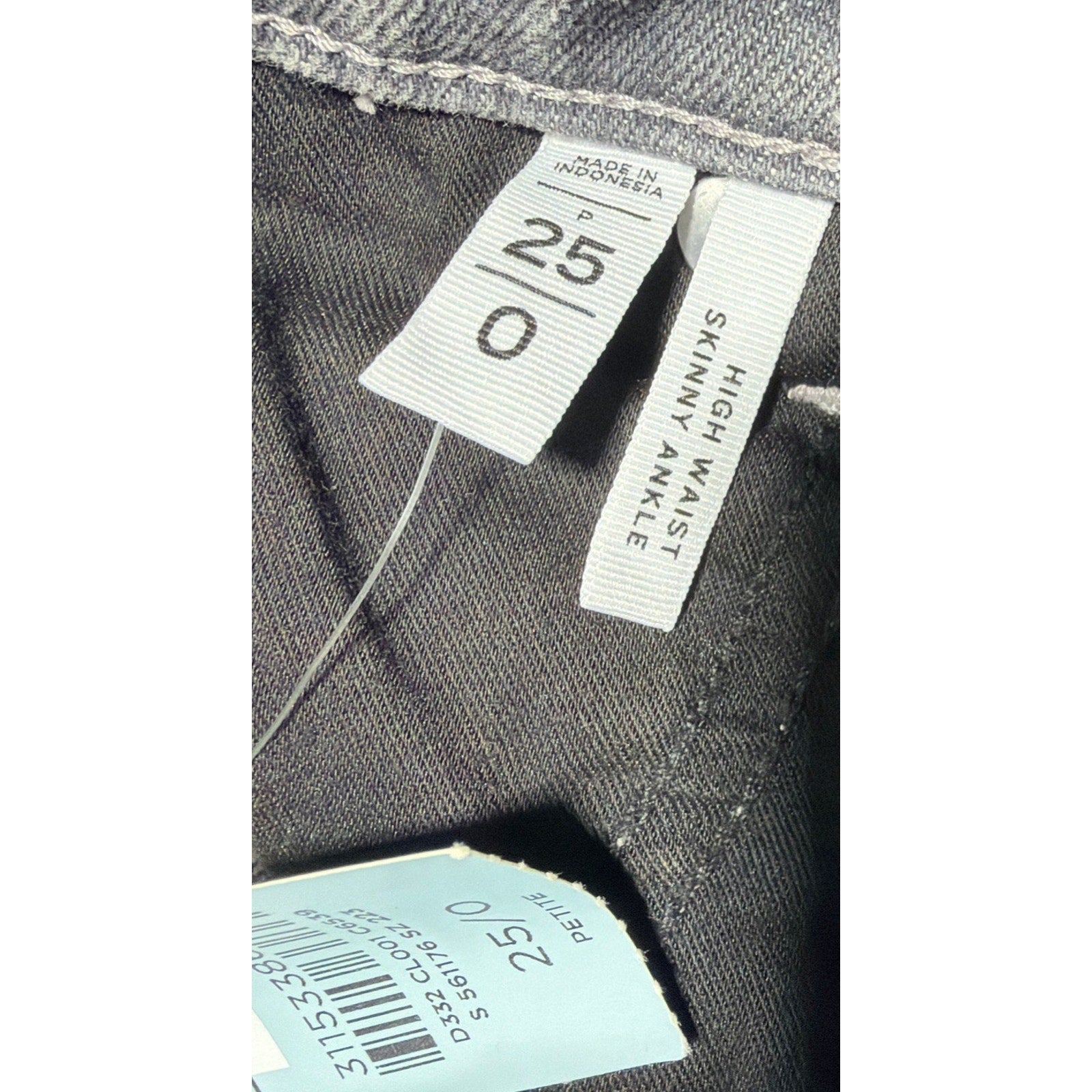 New LOFT High Waist Skinny Ankle Raw Hem Jeans Grey Stretch Sz O Petite 25x26