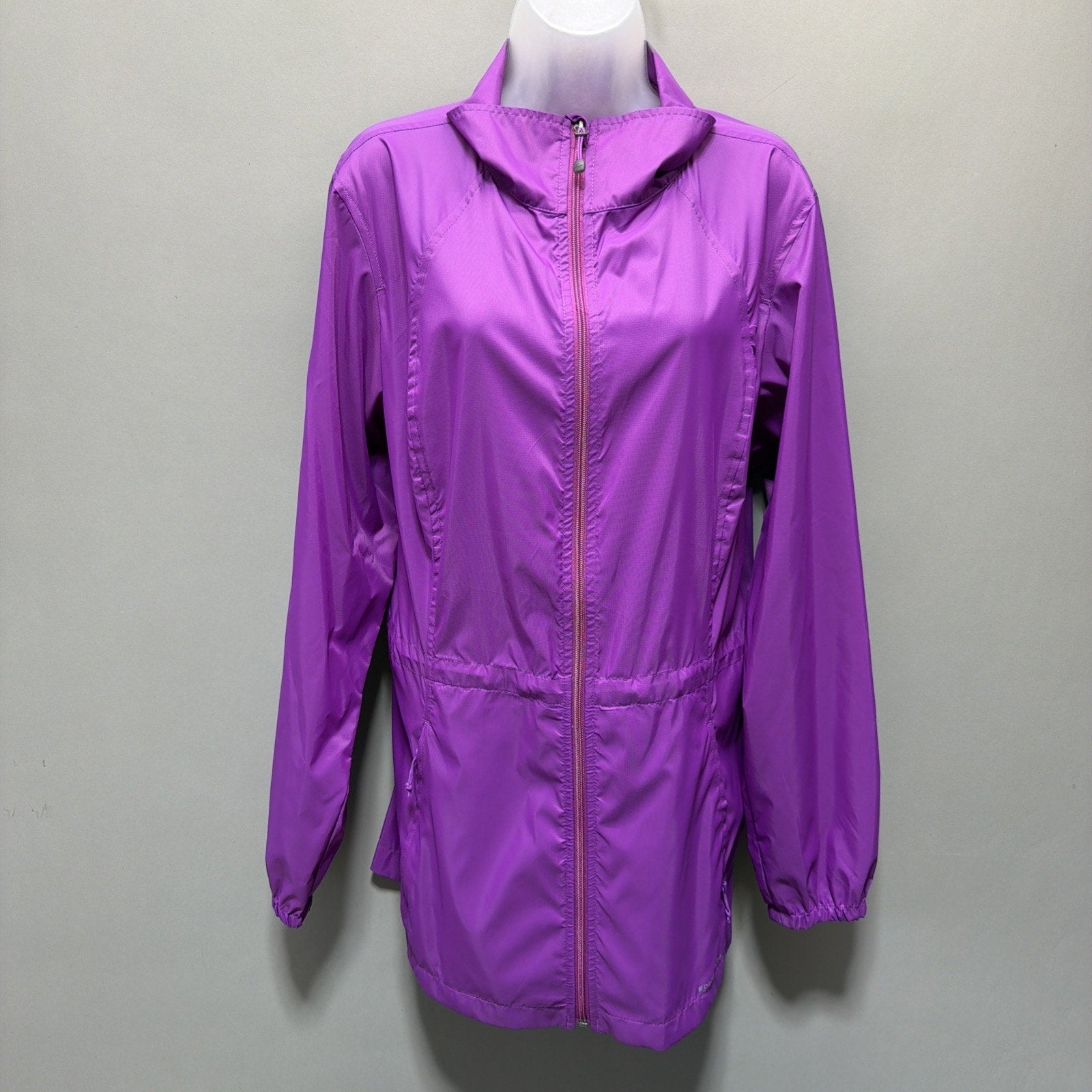 Eddie Bauer Purple XL Windbreaker Jacket Hiking Outdoor Full Zip Rain Shell NWOT