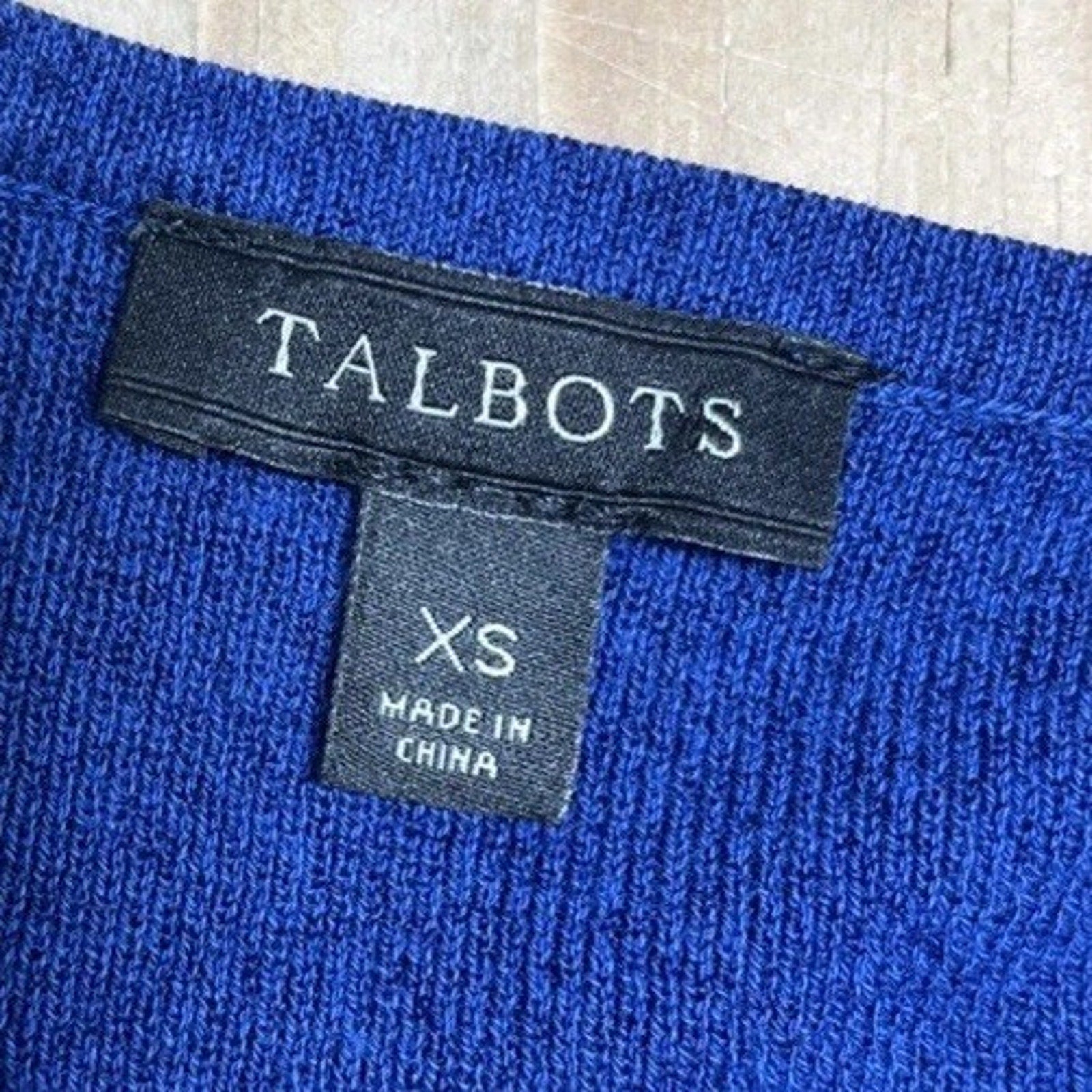 Talbots Women’s S 65% Cotton Dark Blue Ruffle Sleeve Knit Top XS