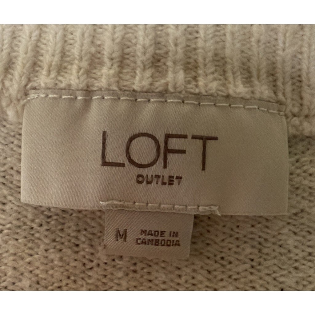 LOFT Fair Isle Knit Super Soft Sweater Blue Cream Sz.M Stretch