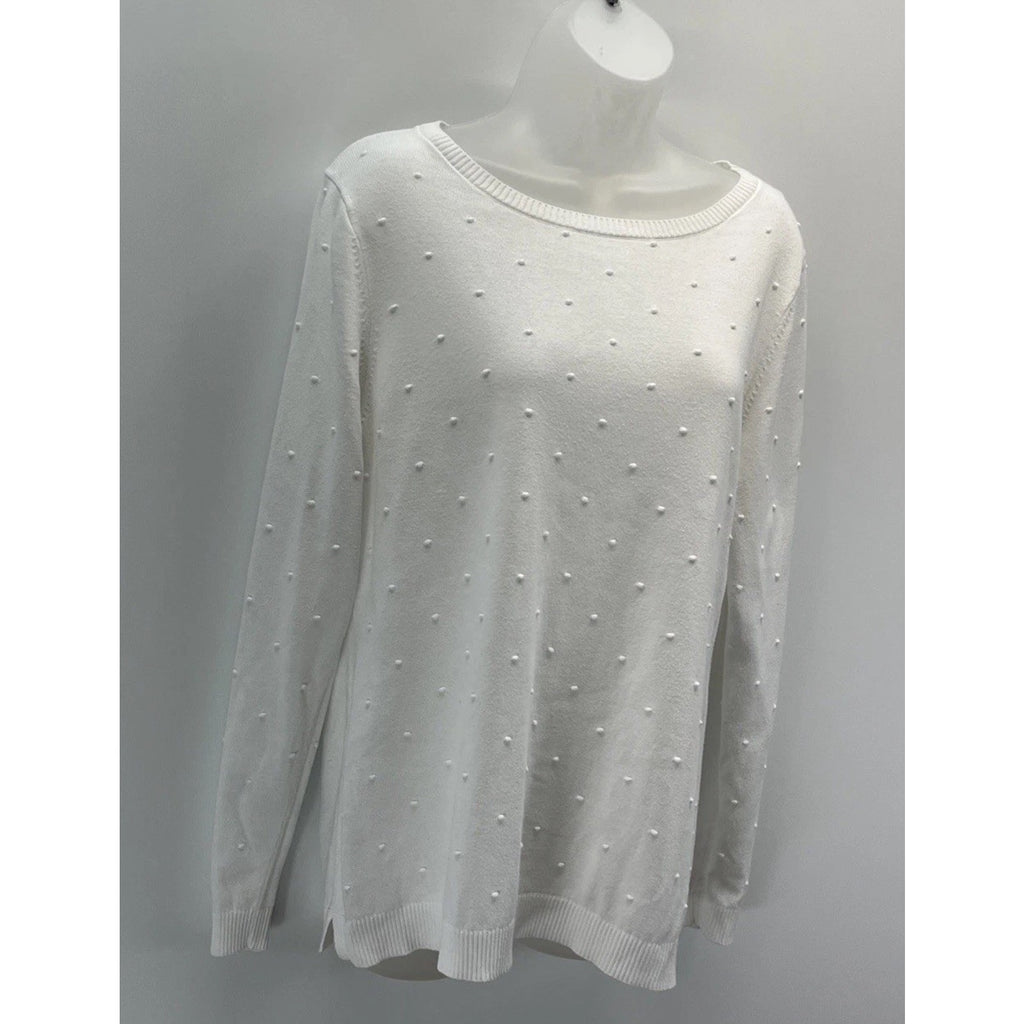 Talbots White Textured Bubble Polka Dots Sweater Size M