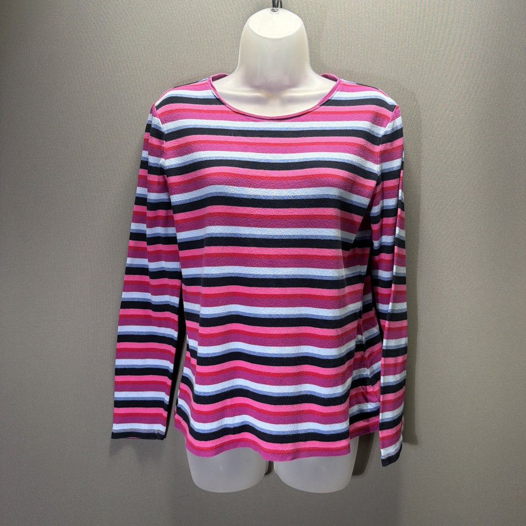 TALBOTS Plus 100% cotton Multicolor STRIPE Crew Neck TOP Tee Small
