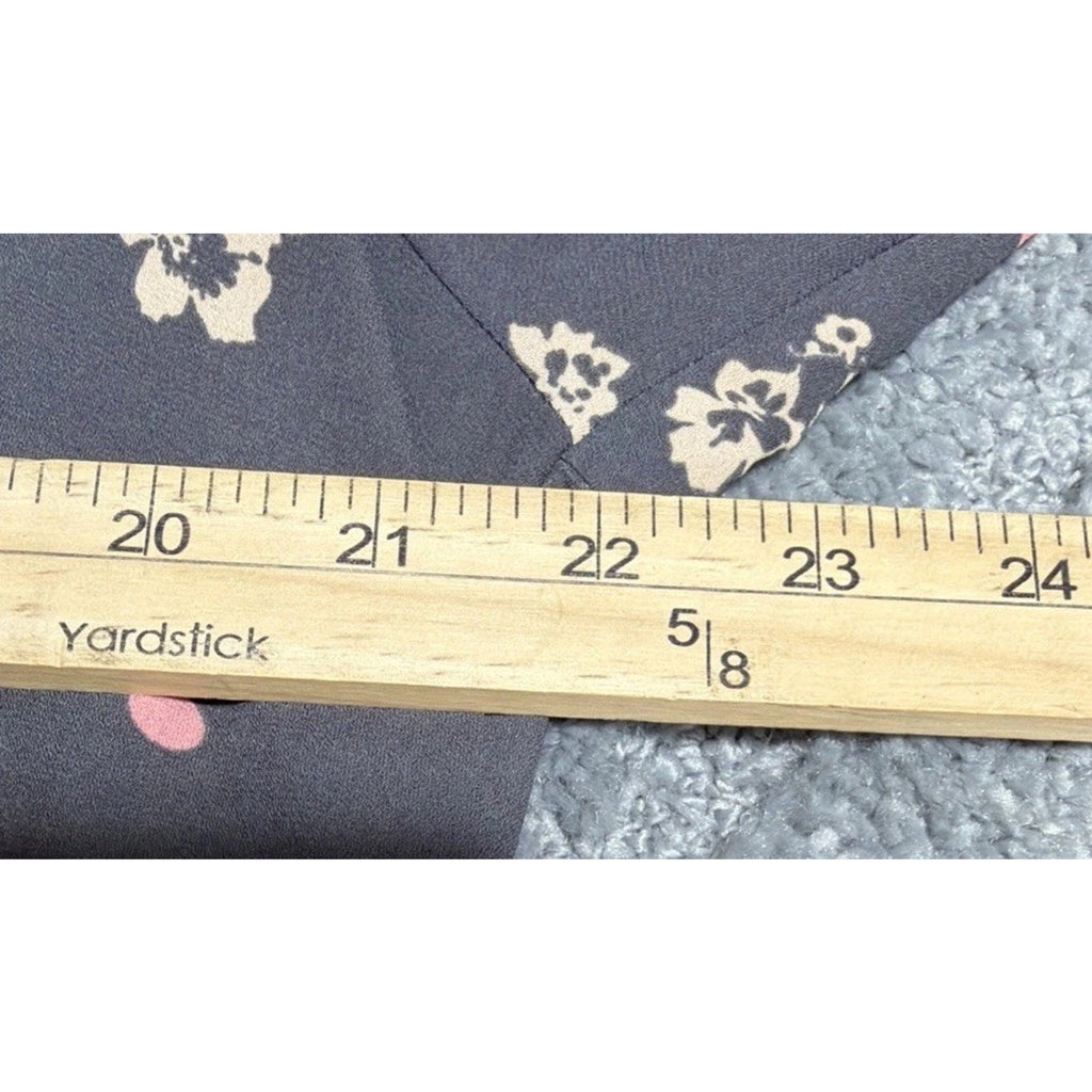 Express Women's Dark Gray Long Sleeve Tunic w/Pink Dots/Cream Flowers XL