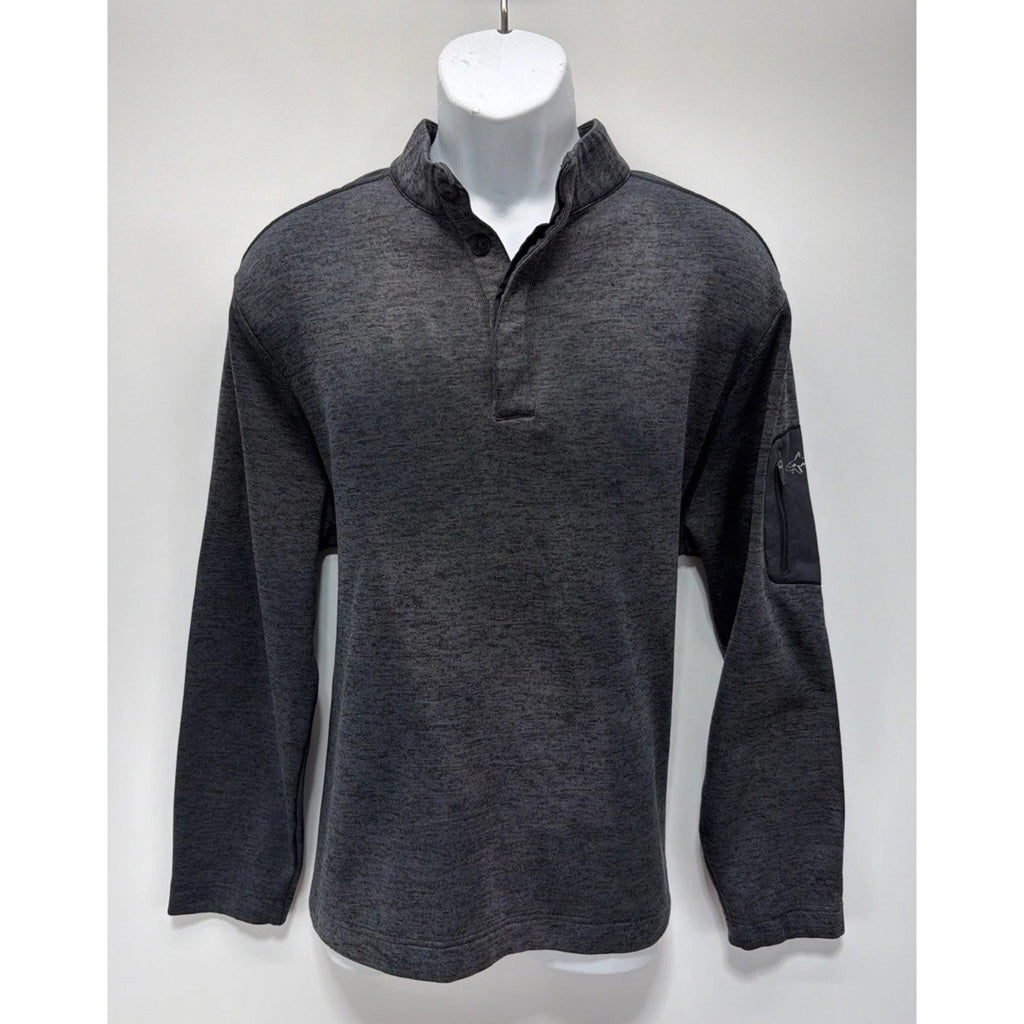 Men’s Greg Norman 1/4 Button Mock Neck Gray Pullover Fleece Size XL